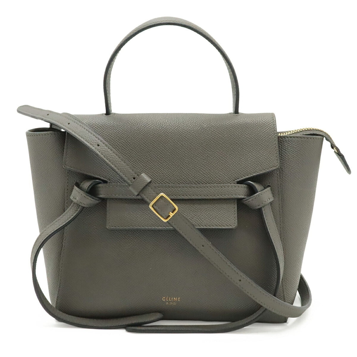 Celine Gray Leather Handbag Shoulder Bag (Pre-Owned)