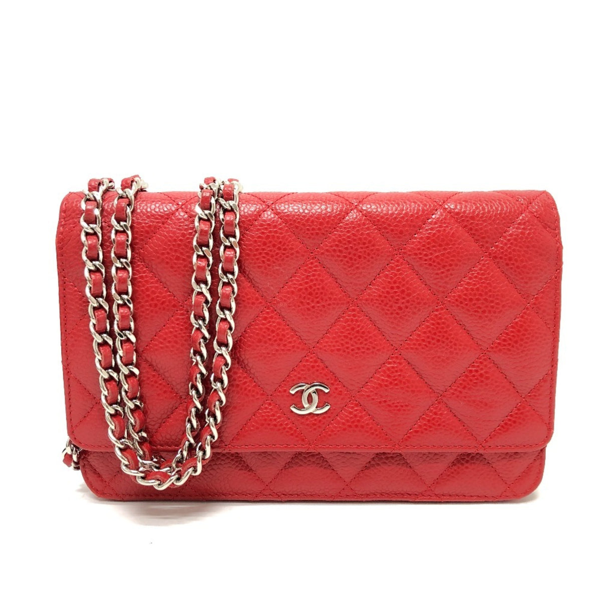 Chanel Red Color Caviar Leather Shoulder Bag (Pre-Owned)