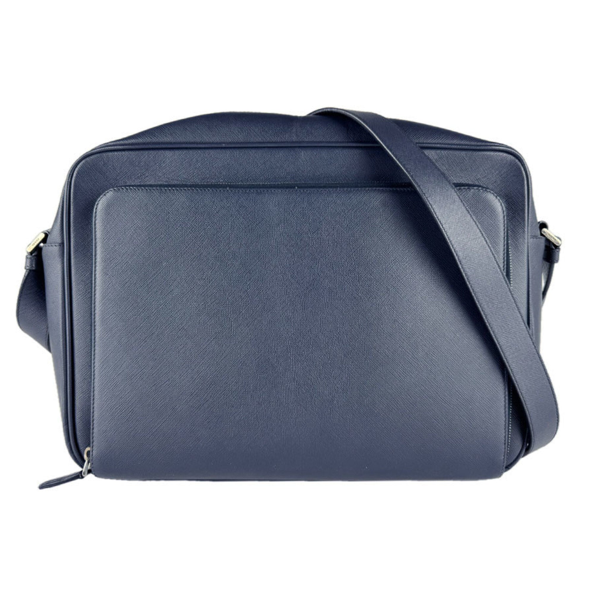 Prada Navy Leather Shoulder Bag (Pre-Owned)
