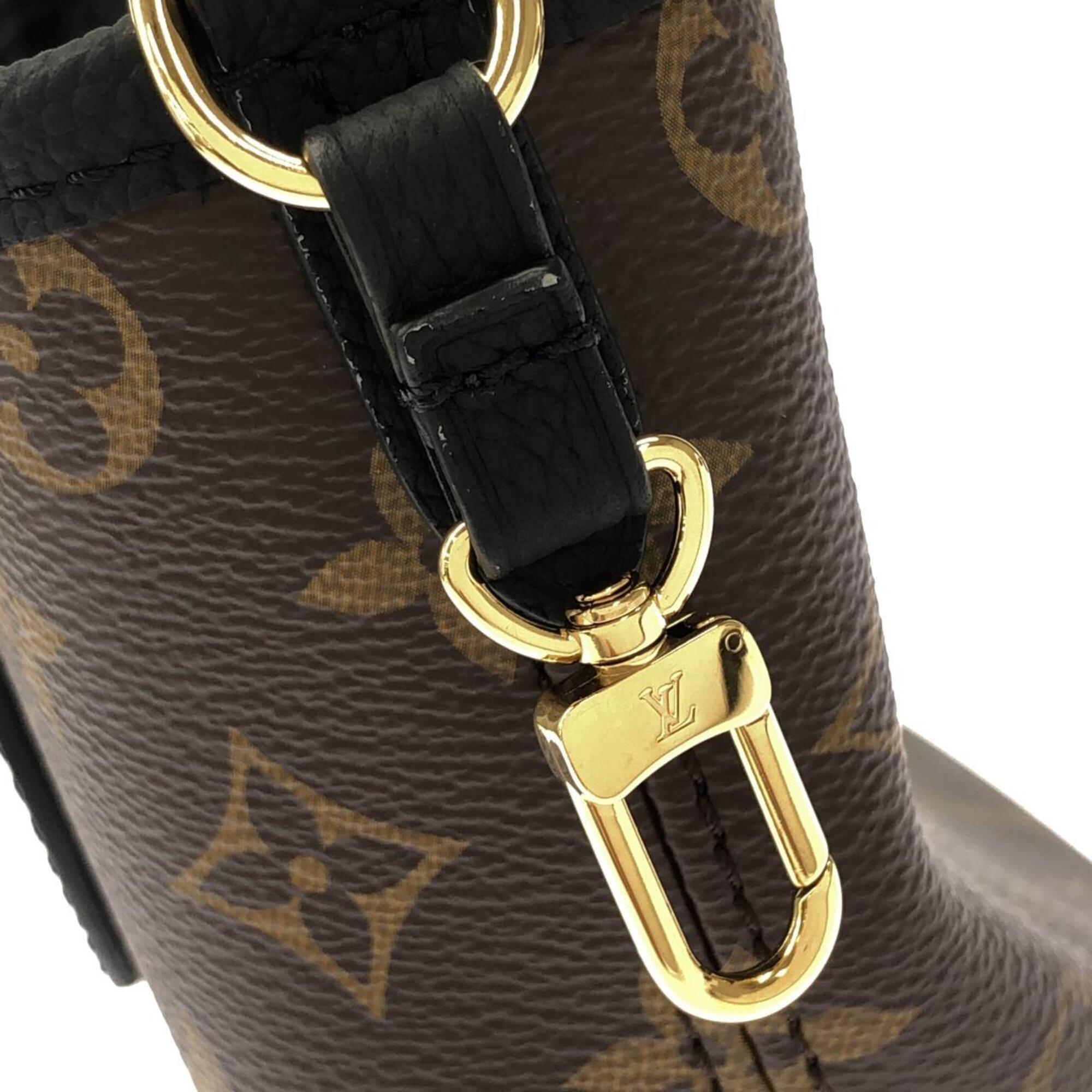 Louis Vuitton Black Marron Coated Canvas Leather Handbag Pouch (Pre-Owned)