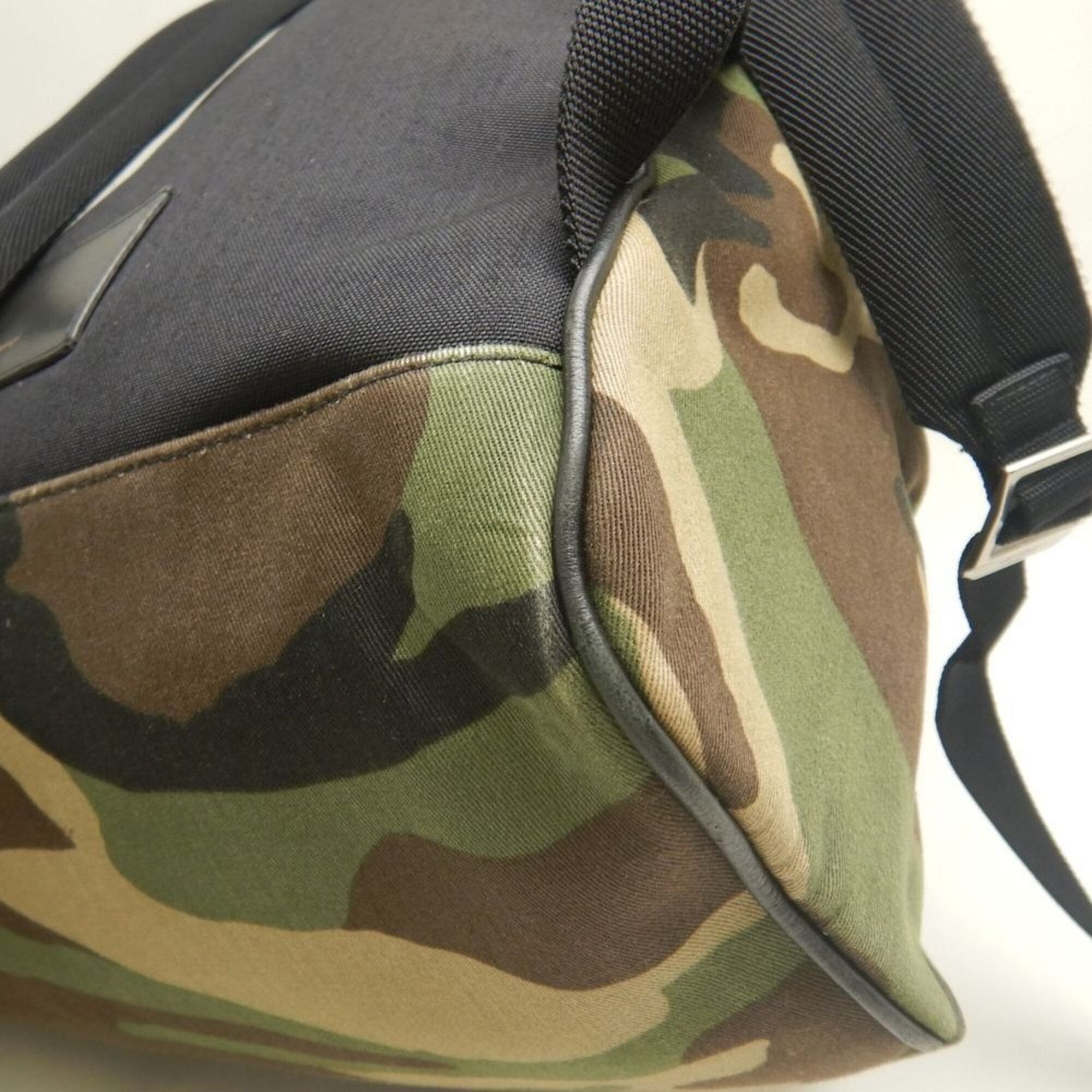 Yves Saint Laurent Camouflage Khaki Canvas Leather Backpack (Pre-Owned)