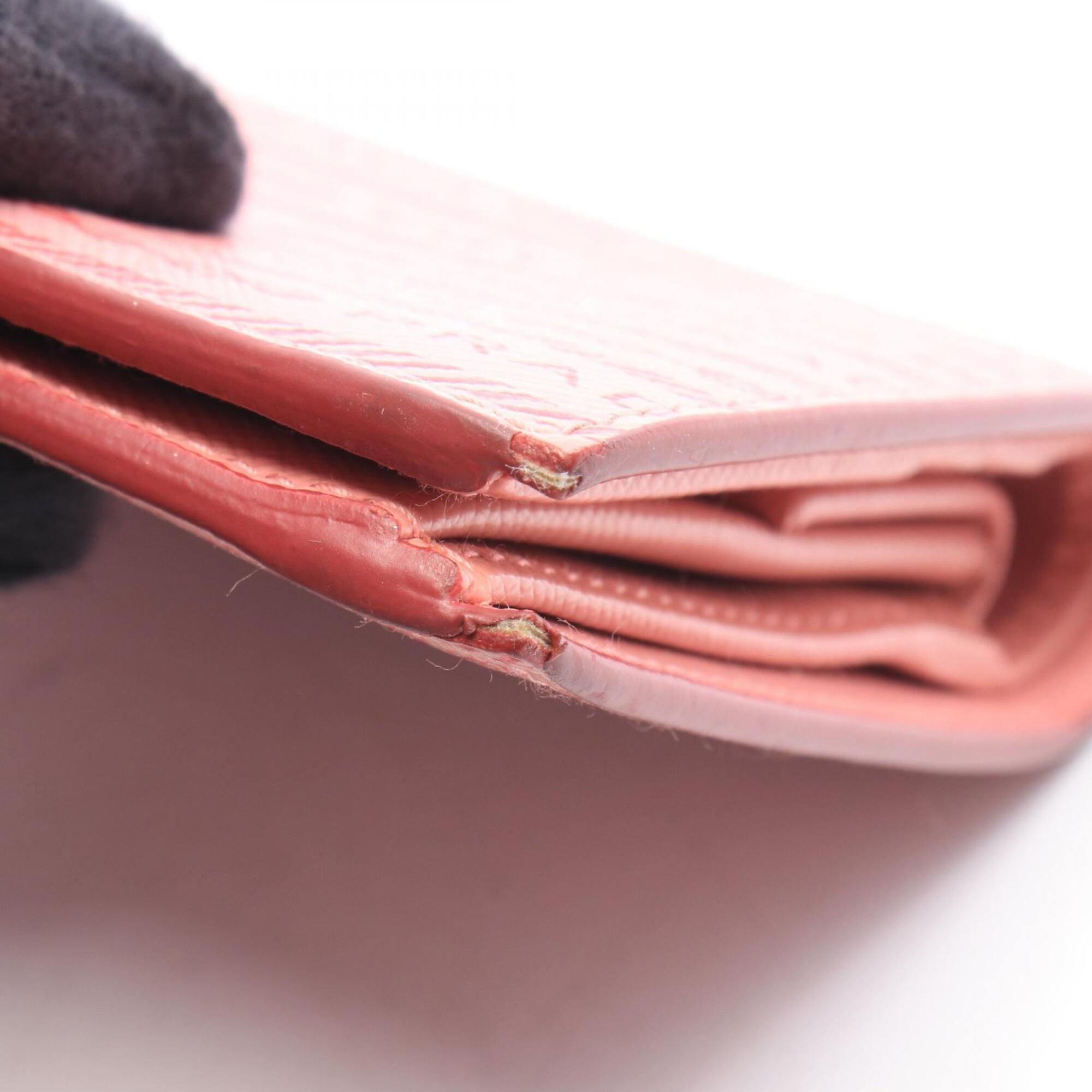 Prada Pink Red Color Leather Wallet (Bi-Fold) (Pre-Owned)