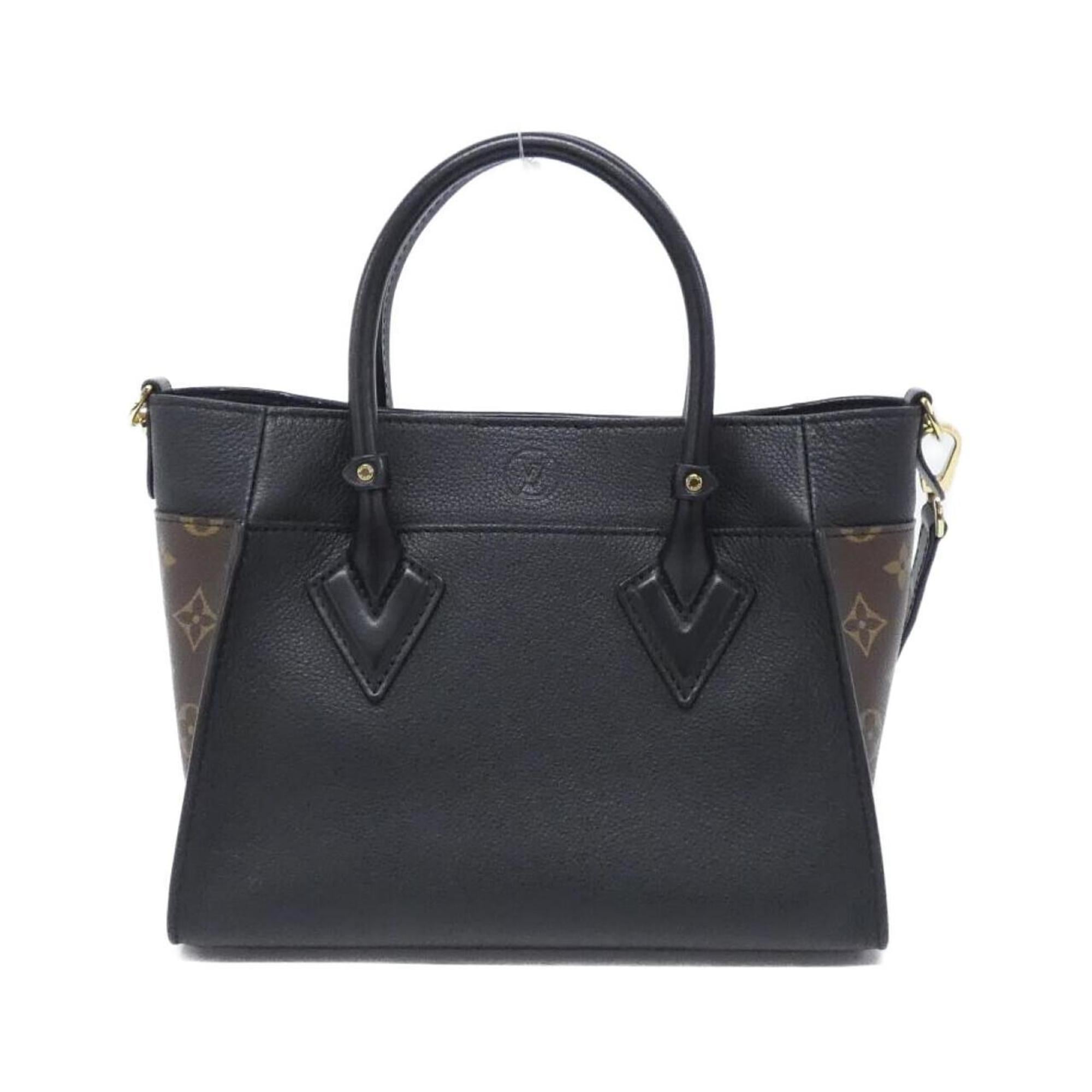 Louis Vuitton Black Leather Coated Canvas Handbag (Pre-Owned)