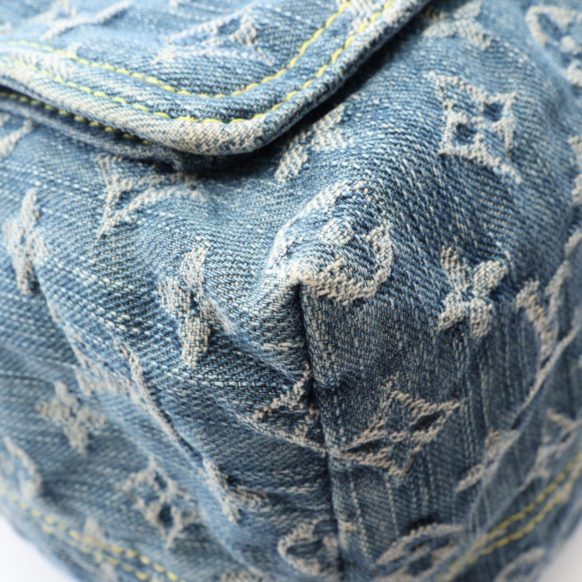 Louis Vuitton Blue Monogram Denim Leather Backpack Handbag (Pre-Owned)