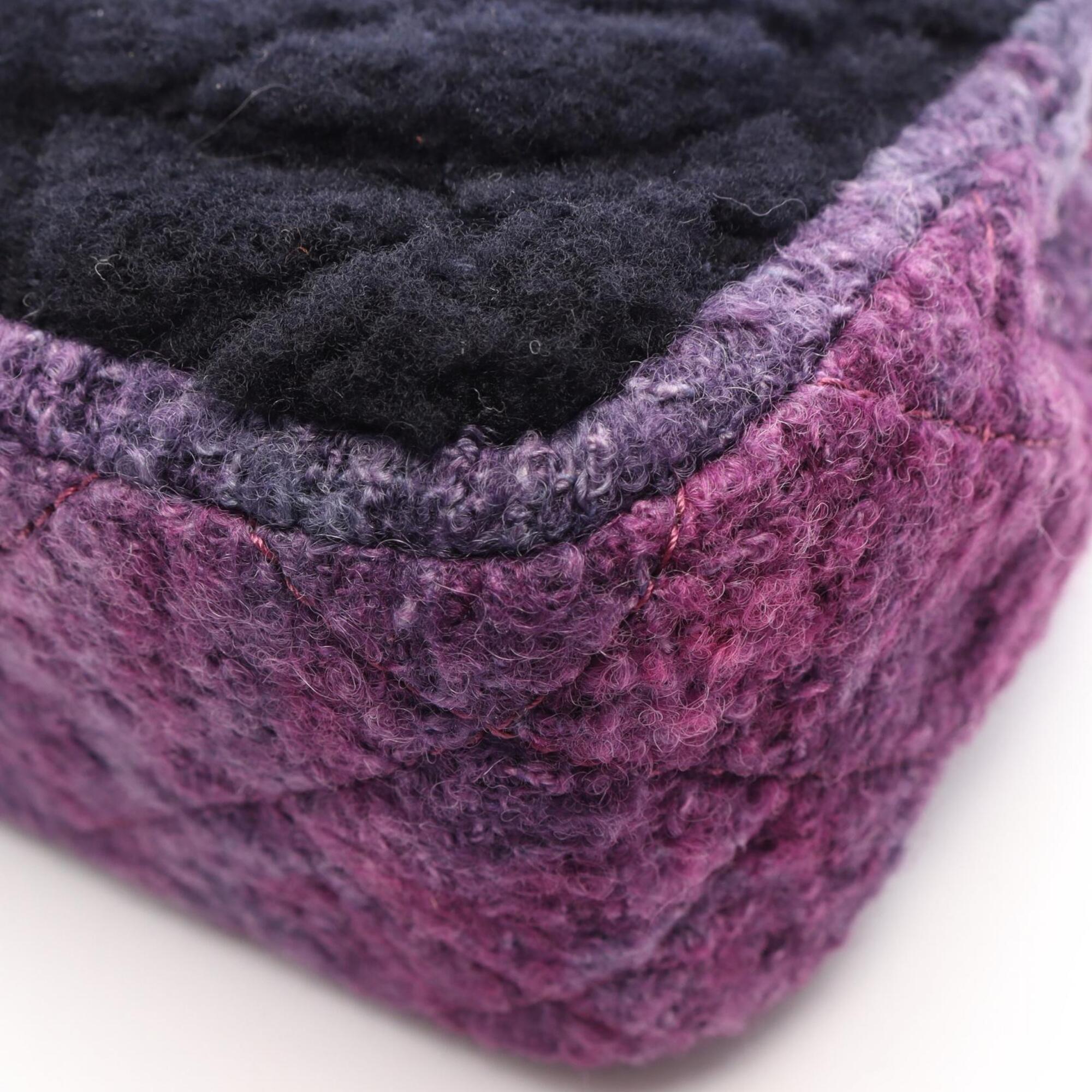 Chanel Navy Purple Fabric Fur Handbag Shoulder Bag (Pre-Owned)