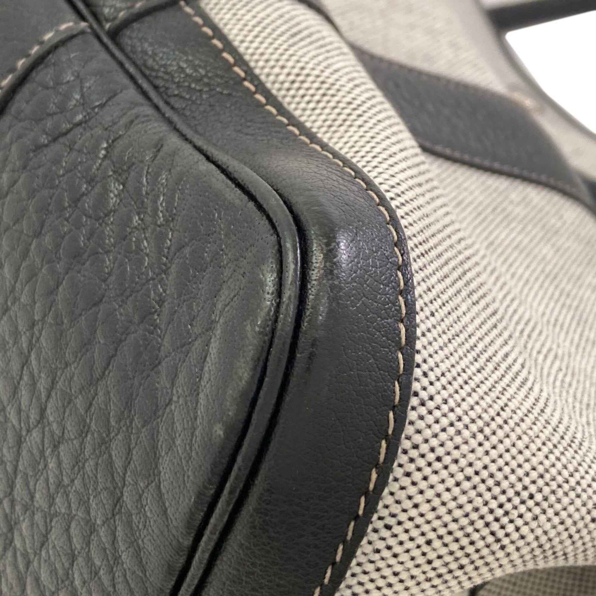 Hermes Gray Toile H Buffalo Leather Tote Bag (Pre-Owned)