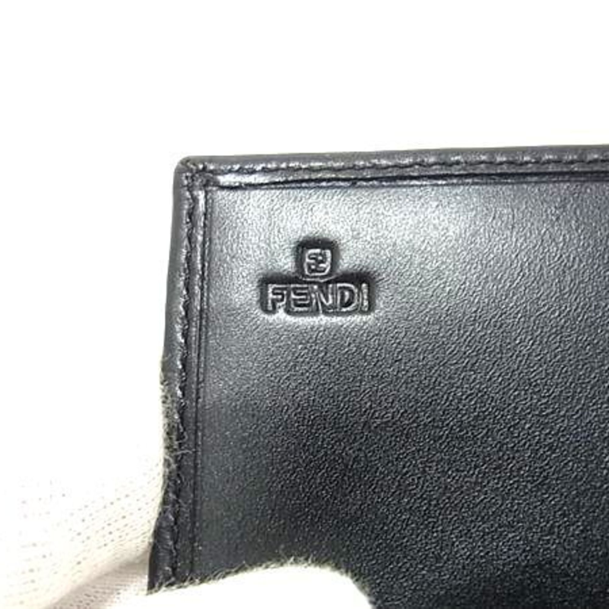 Fendi Zucchino Black Canvas Leather Long Wallet (Bi-Fold) (Pre-Owned)