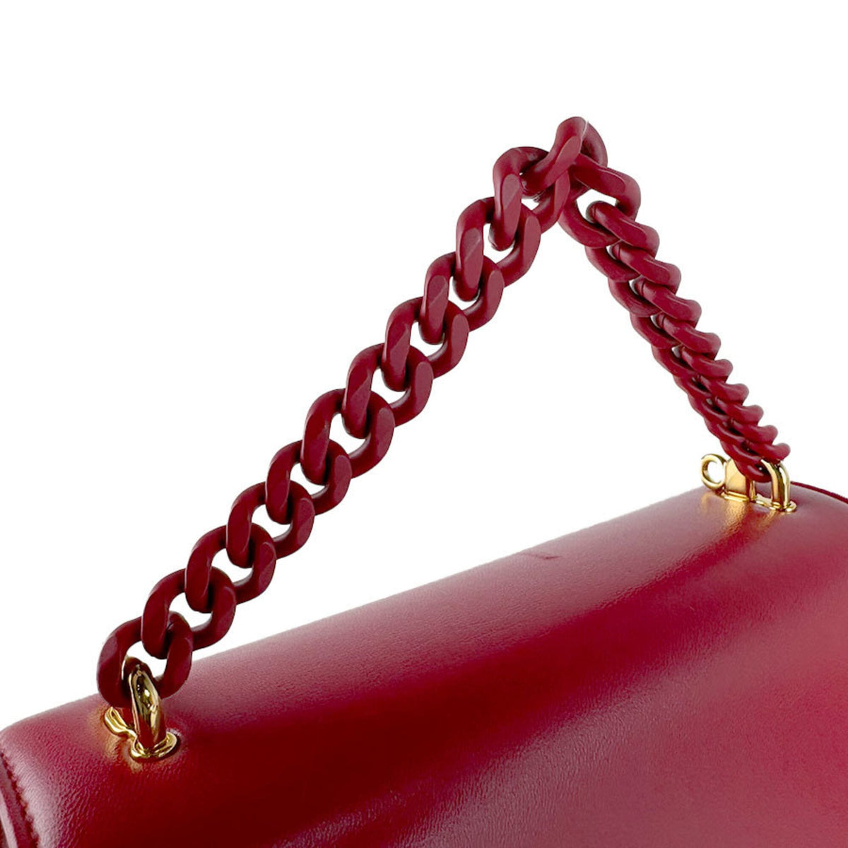 Bvlgari Red Color Leather Handbag Shoulder Bag (Pre-Owned)