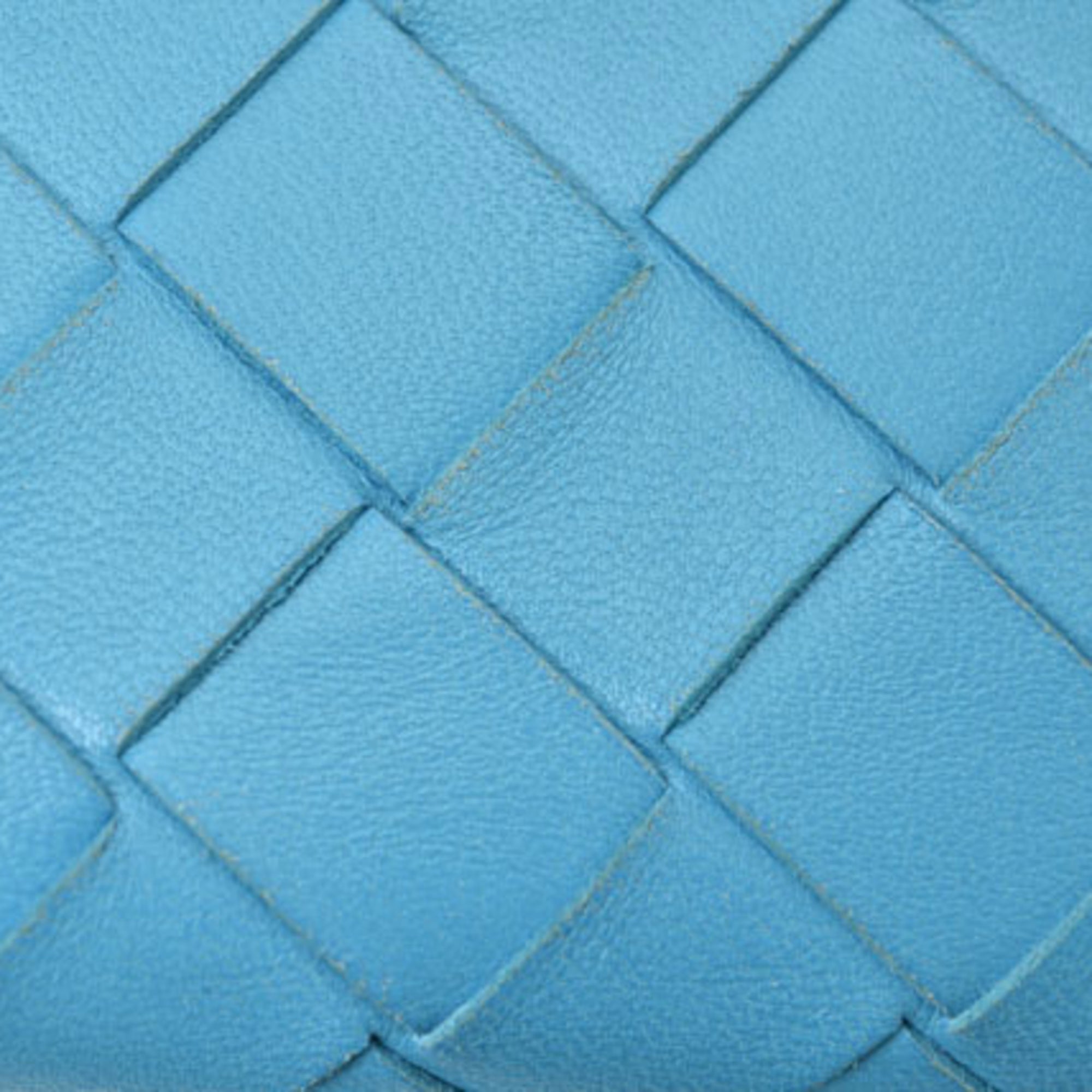 Bottega Veneta Intrecciato Light Blue Leather Long Wallet (Bi-Fold) (Pre-Owned)