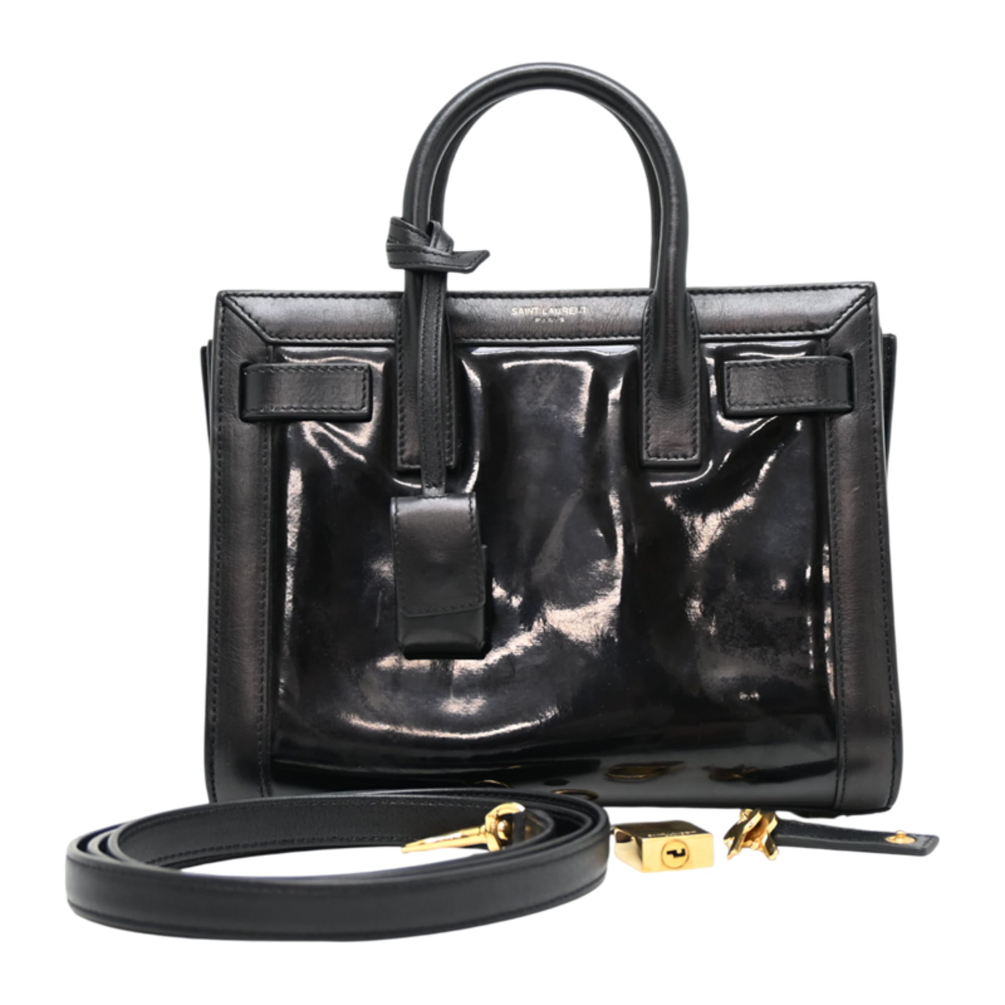 Yves Saint Laurent Black Patent Leather Leather Handbag (Pre-Owned)