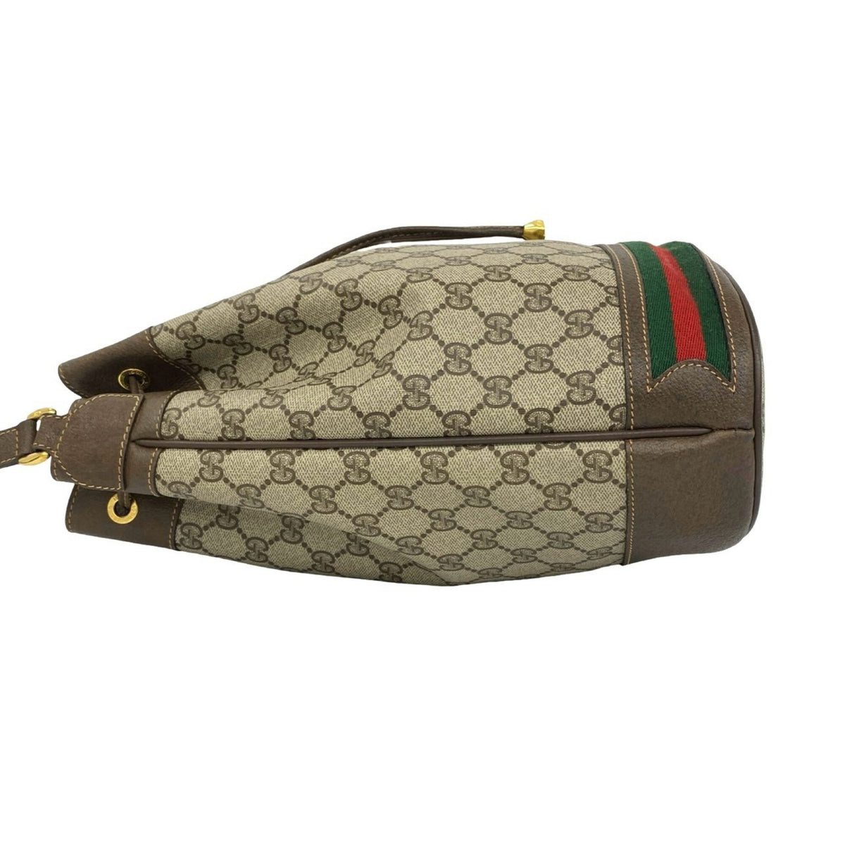 Gucci Brown Green Red Color Leather Pvc Shoulder Bag (Pre-Owned)