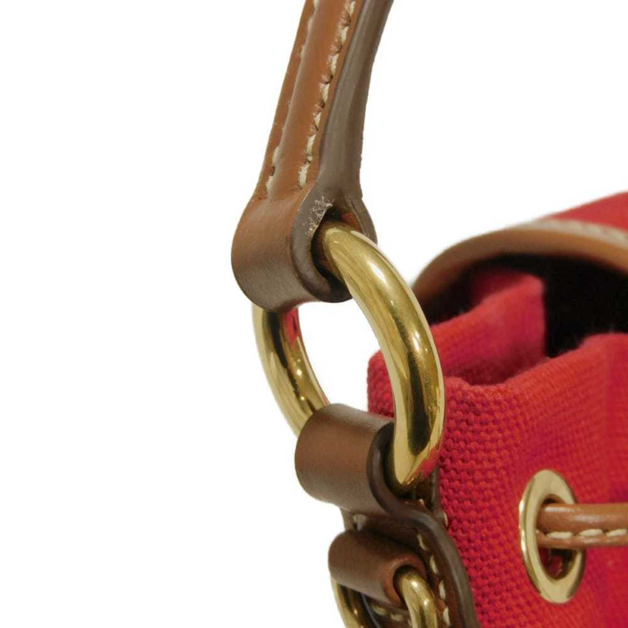 Miu Miu Red Color Cotton Canvas Backpack (Pre-Owned)