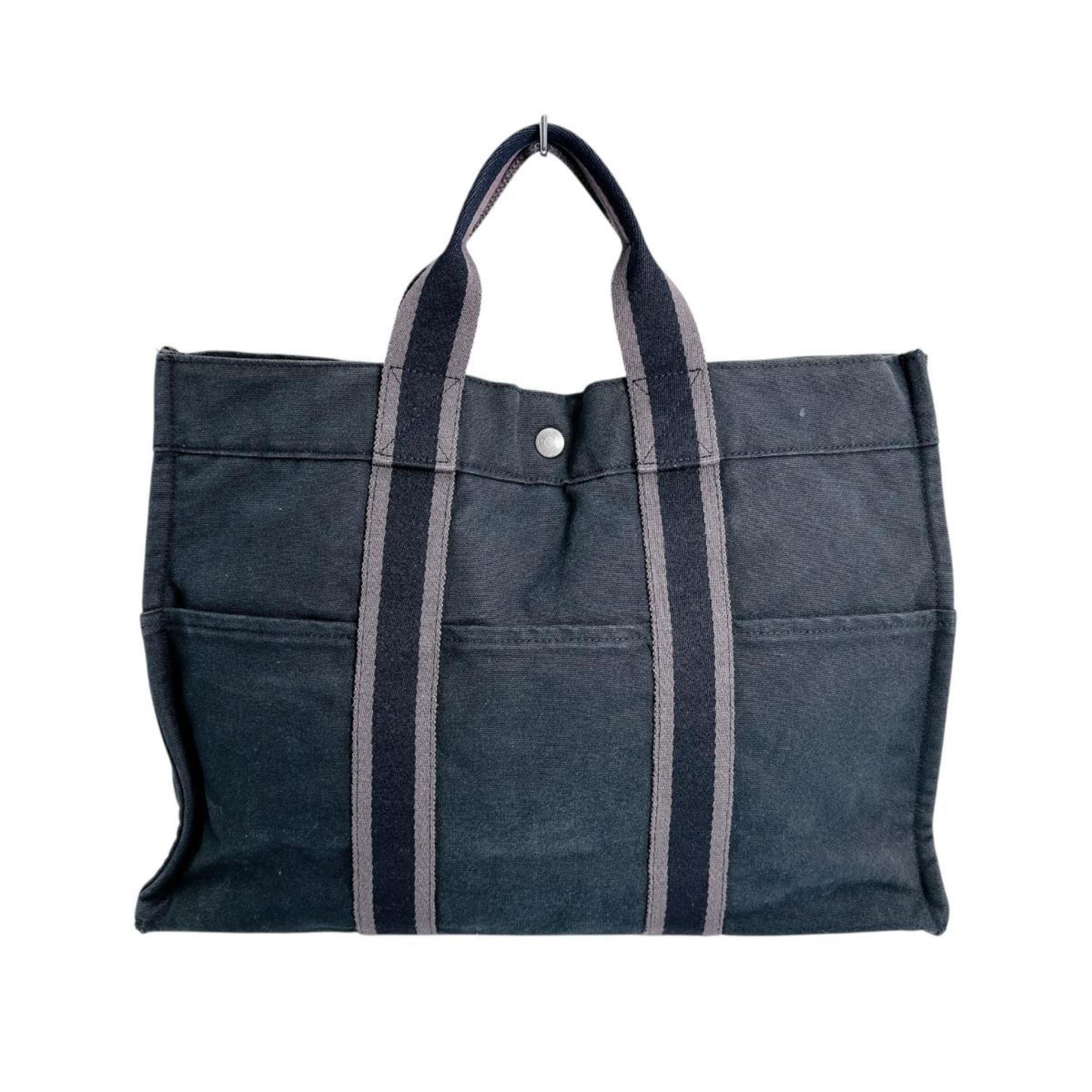 Hermes Her Line Black Canvas Tote Bag (Pre-Owned)