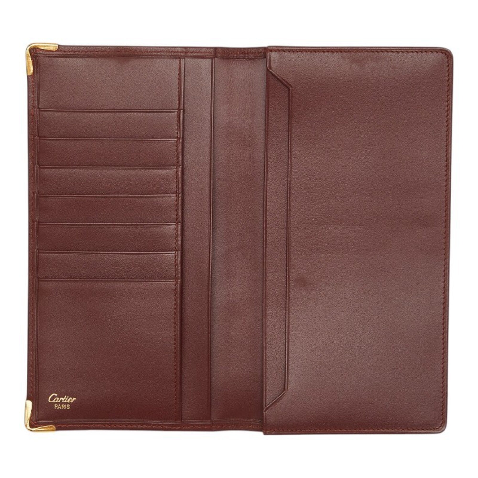 Cartier Must Bordeaux Leather Long Wallet (Bi-Fold) (Pre-Owned)
