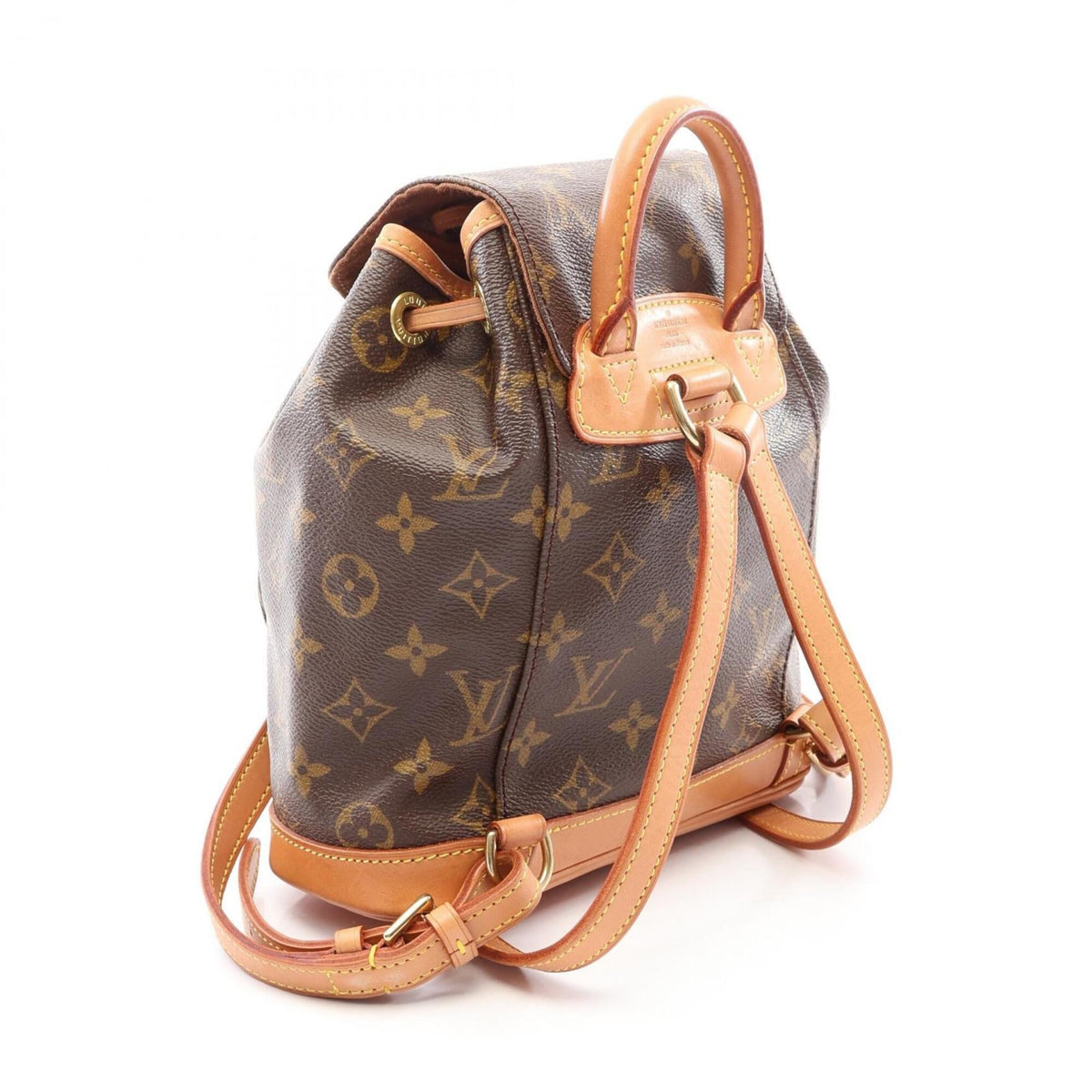 Louis Vuitton Brown Coated Canvas Leather Backpack Handbag (Pre-Owned)
