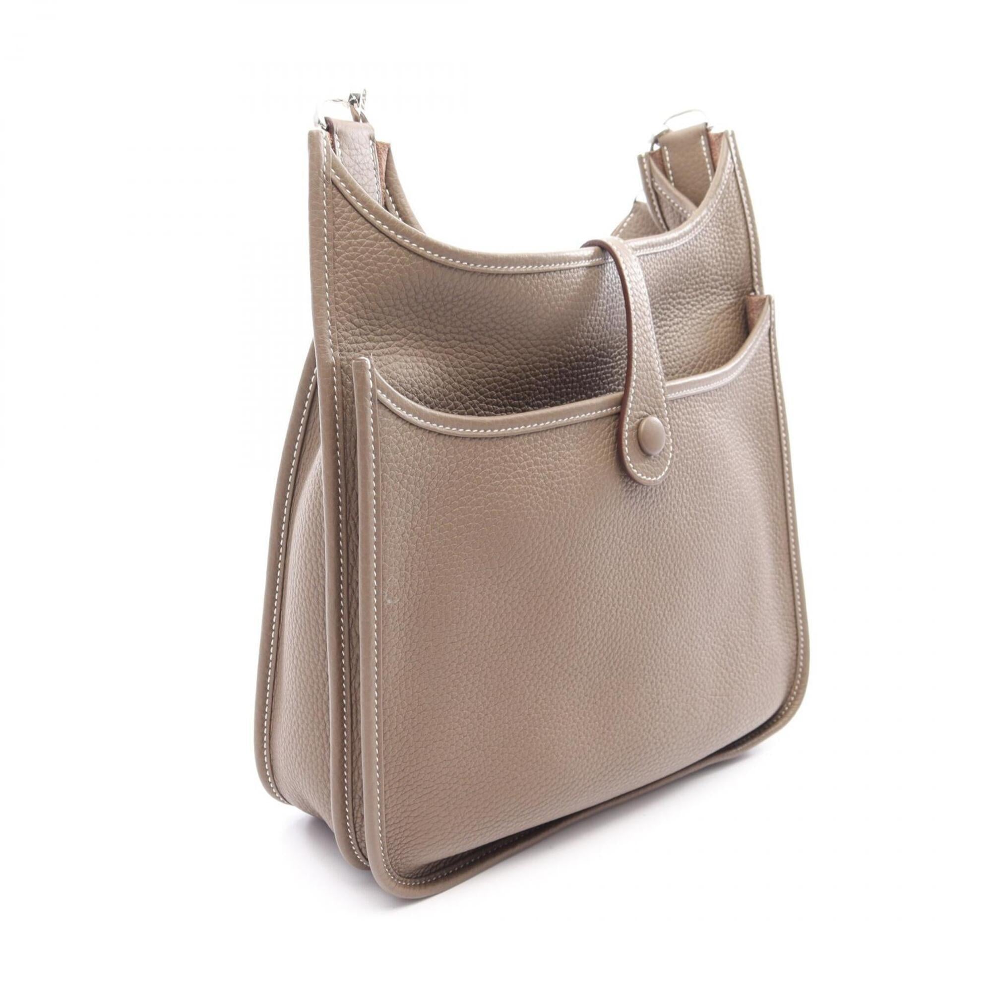 Hermes Etoupe Gray Gray Taurillon Clemence Leather Shoulder Bag (Pre-Owned)