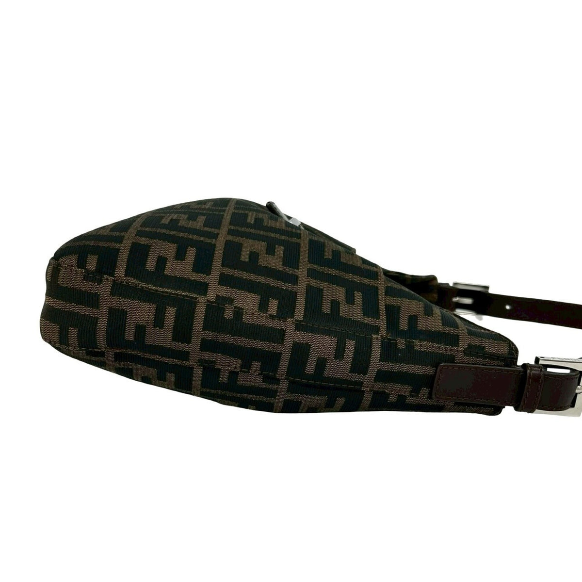 Fendi Black Brown Canvas Leather Shoulder Bag (Pre-Owned)