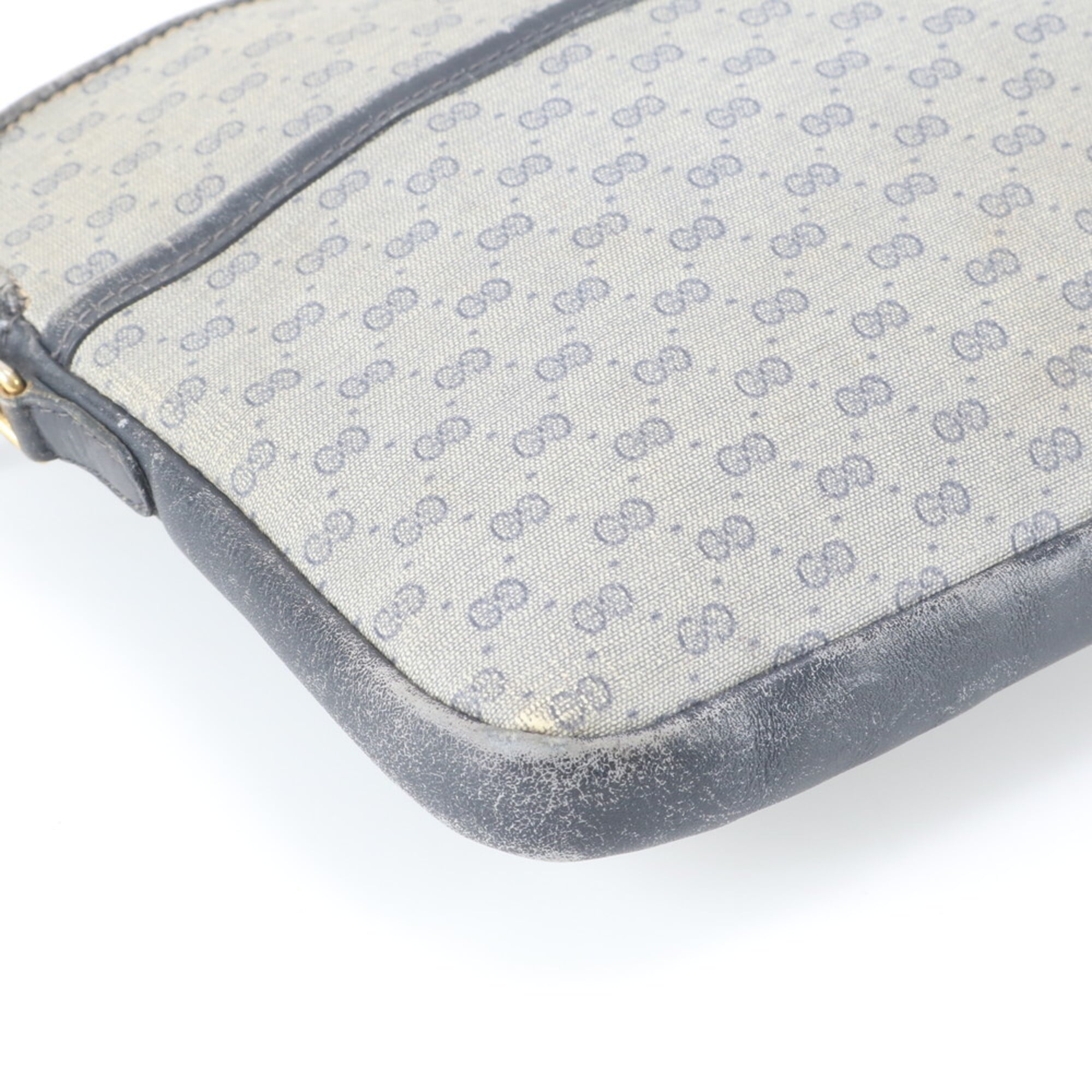 Gucci Navy White Micro Gg Leather Clutch Bag Handbag Pouch (Pre-Owned)