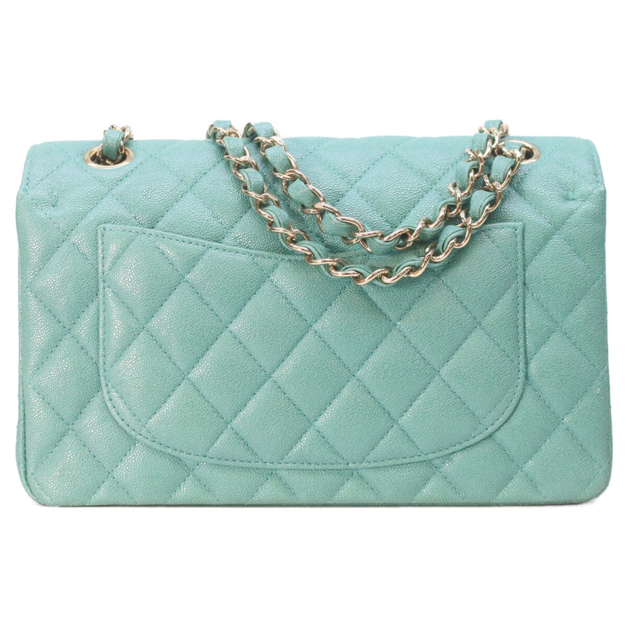 Chanel Green Grained Calfskin Shoulder Bag (Pre-Owned)