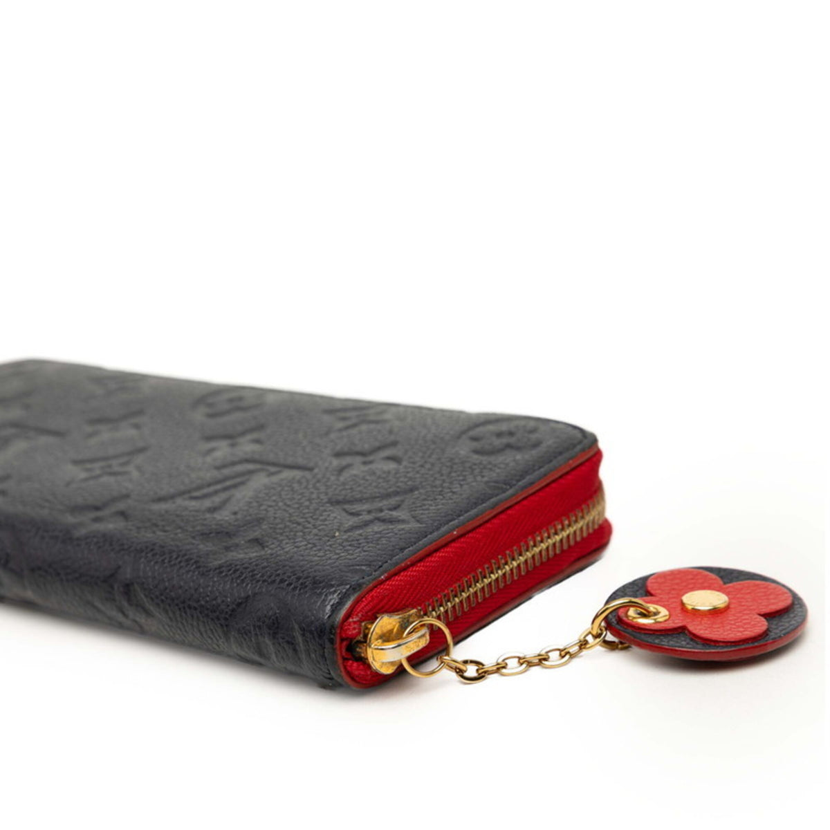 Louis Vuitton Navy Red Color Leather Long Wallet (Bi-Fold) (Pre-Owned)