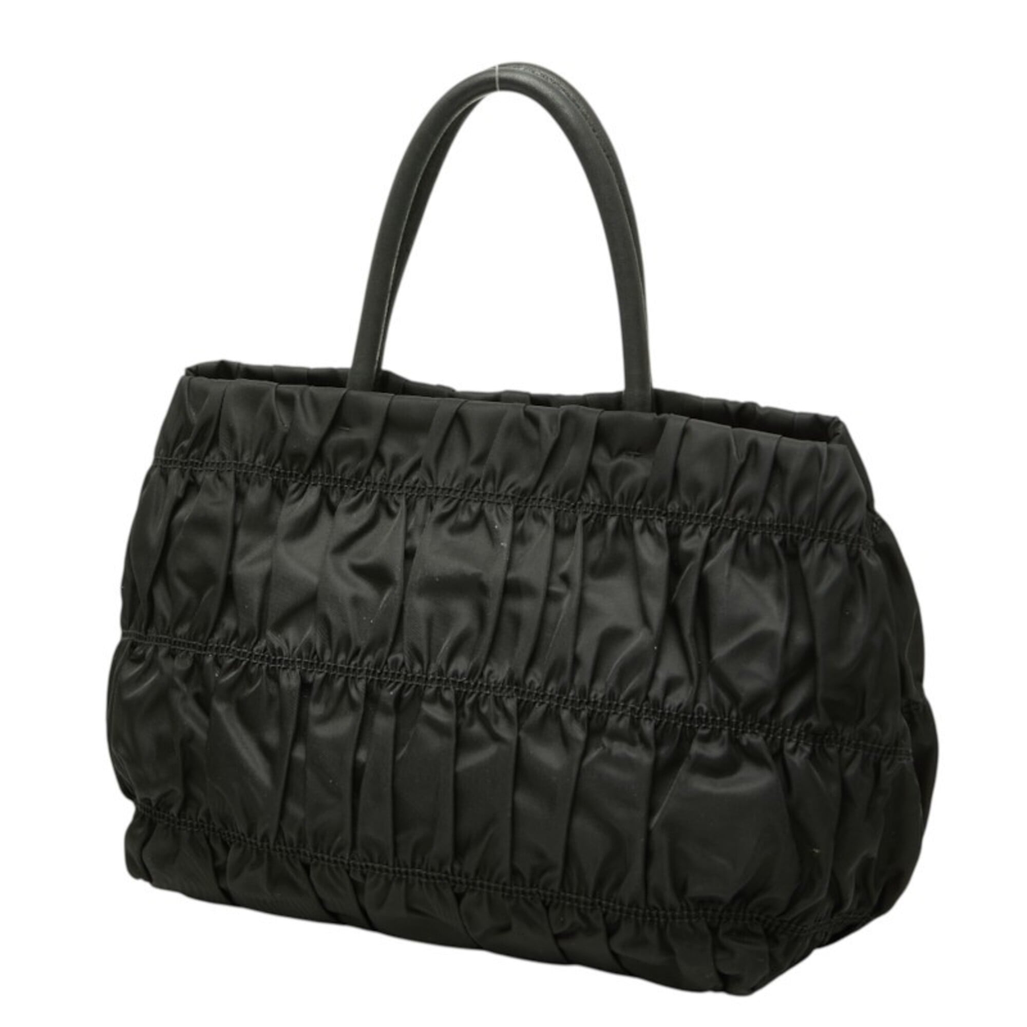 Prada Black Nylon Leather Handbag (Pre-Owned)