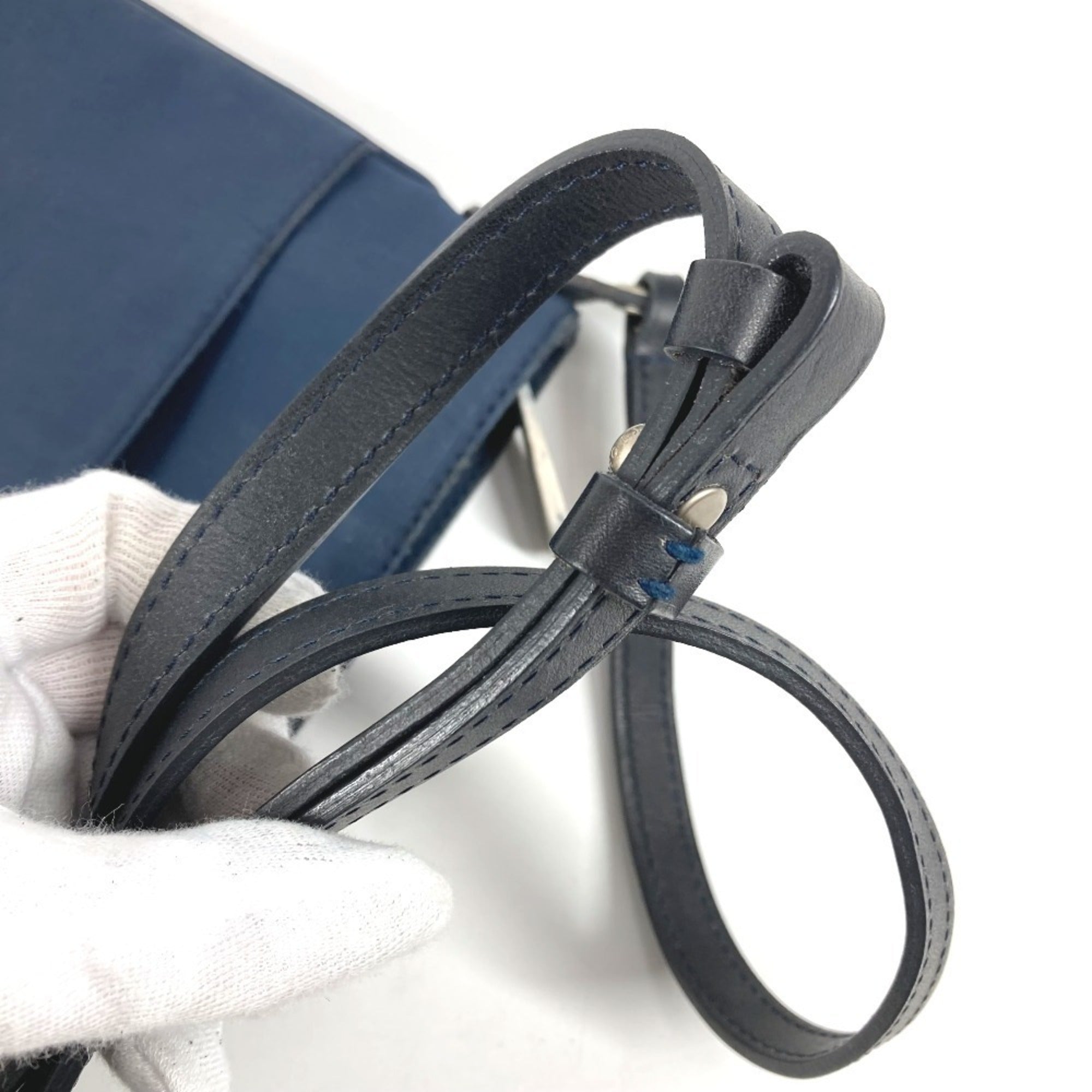 Louis Vuitton Navy Coated Canvas Leather Shoulder Bag (Pre-Owned)