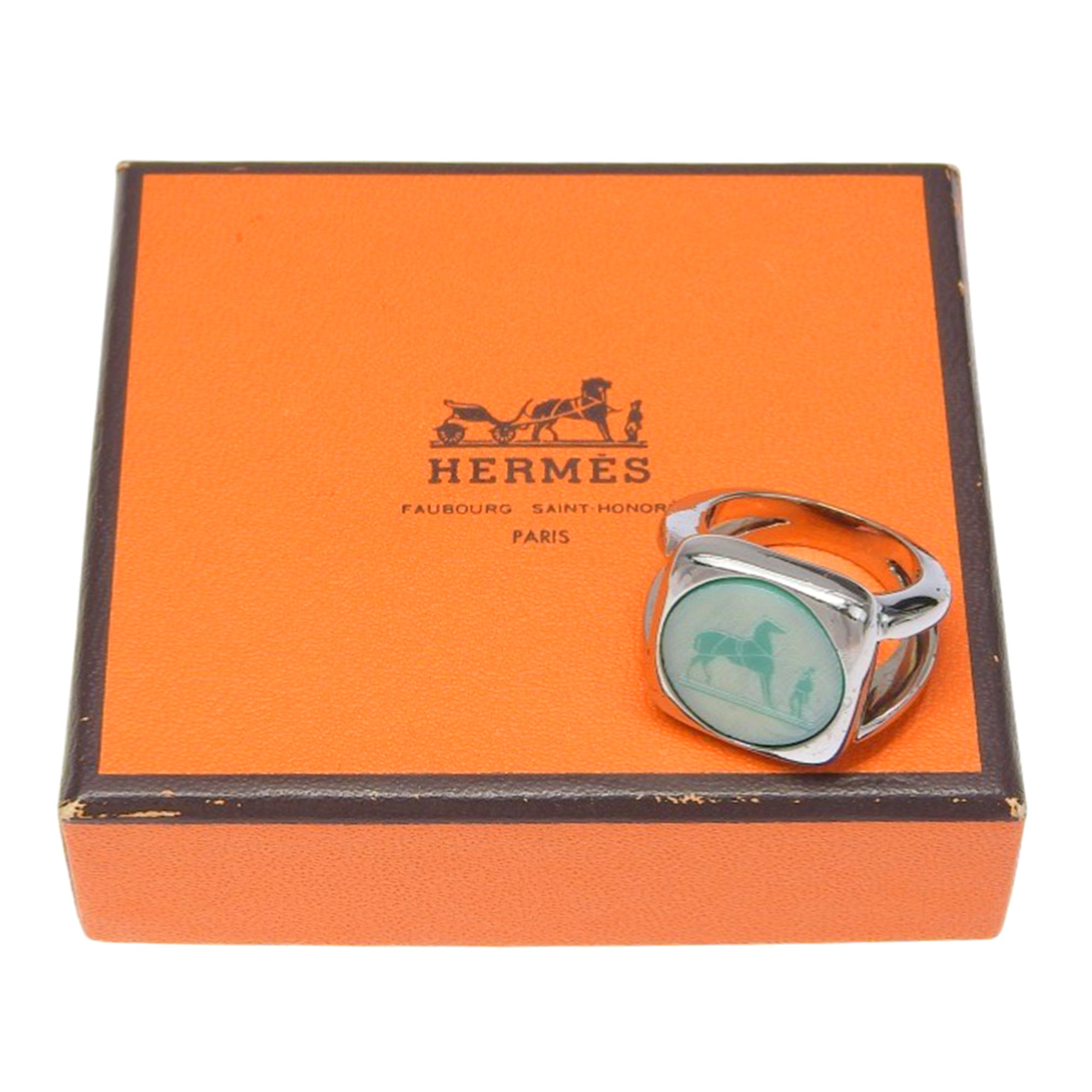Hermes Silver 925 Band Ring (Pre-Owned)