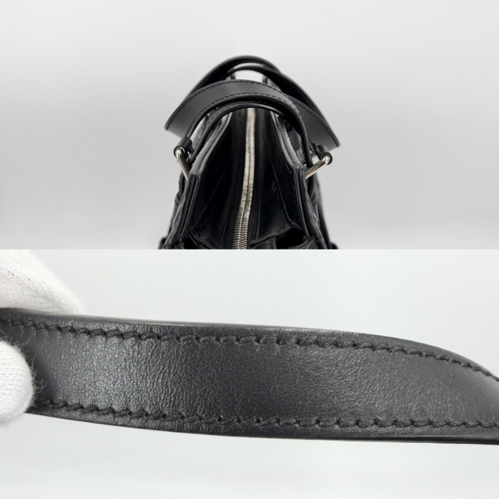 Gucci Black Leather Handbag Tote Bag (Pre-Owned)