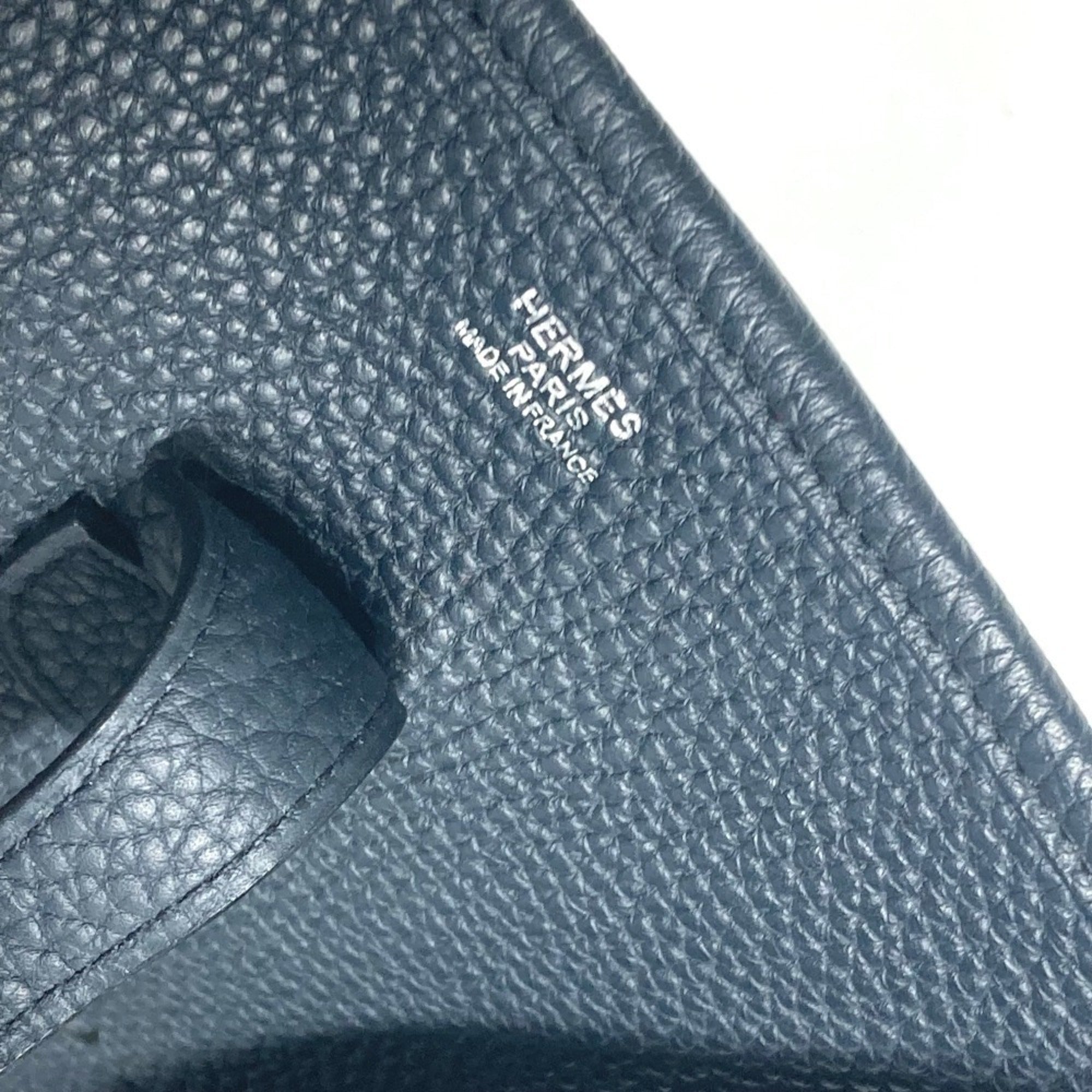 Hermes Navy Taurillon Clemence Leather Shoulder Bag (Pre-Owned)