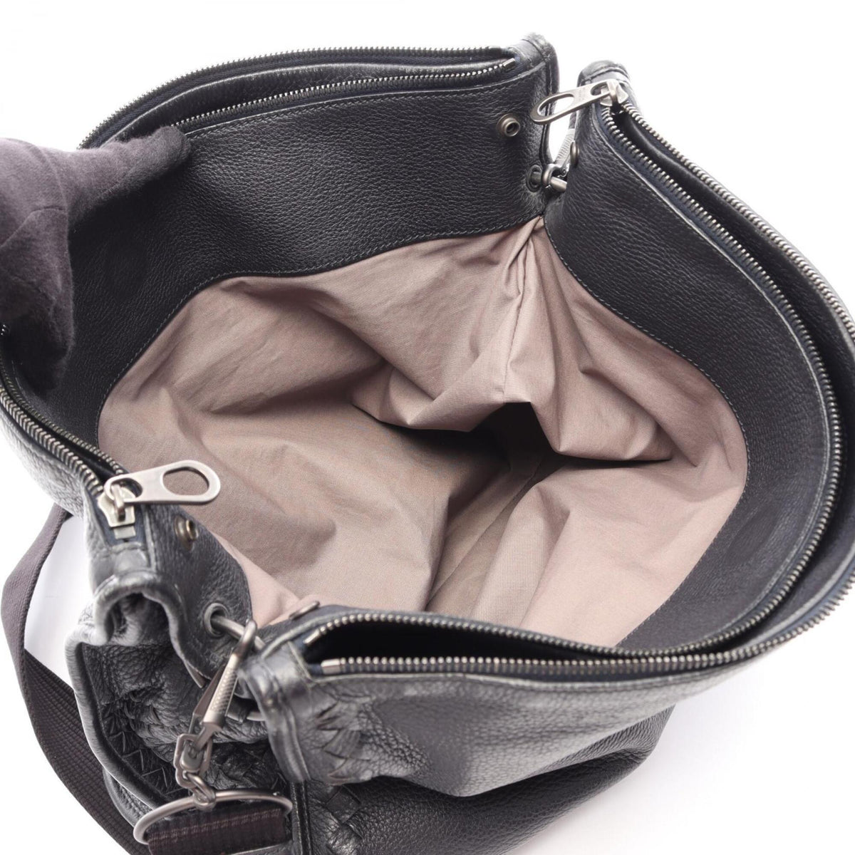 Bottega Veneta Black Leather Handbag Shoulder Bag (Pre-Owned)