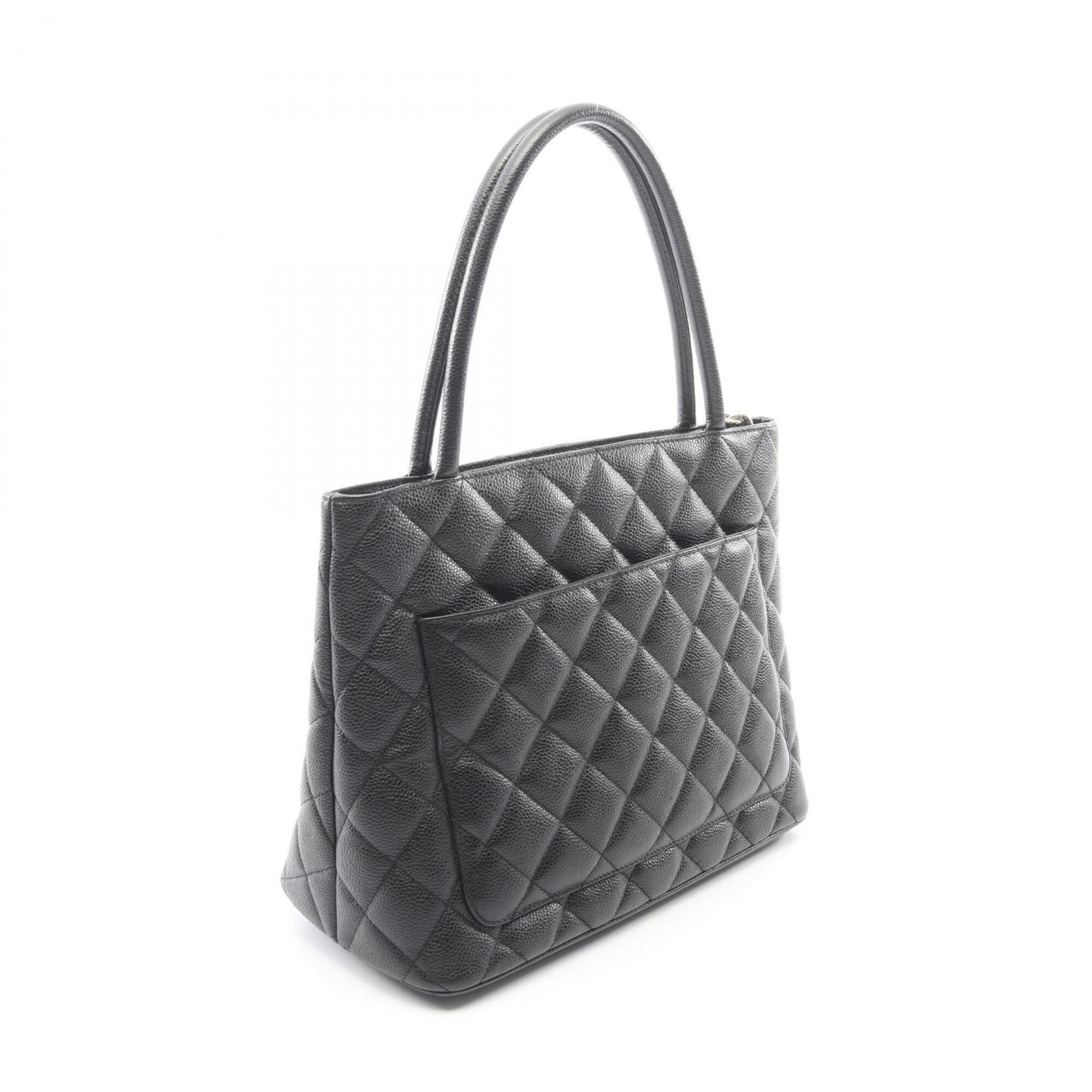 Chanel Black Grained Calfskin Handbag Tote Bag (Pre-Owned)