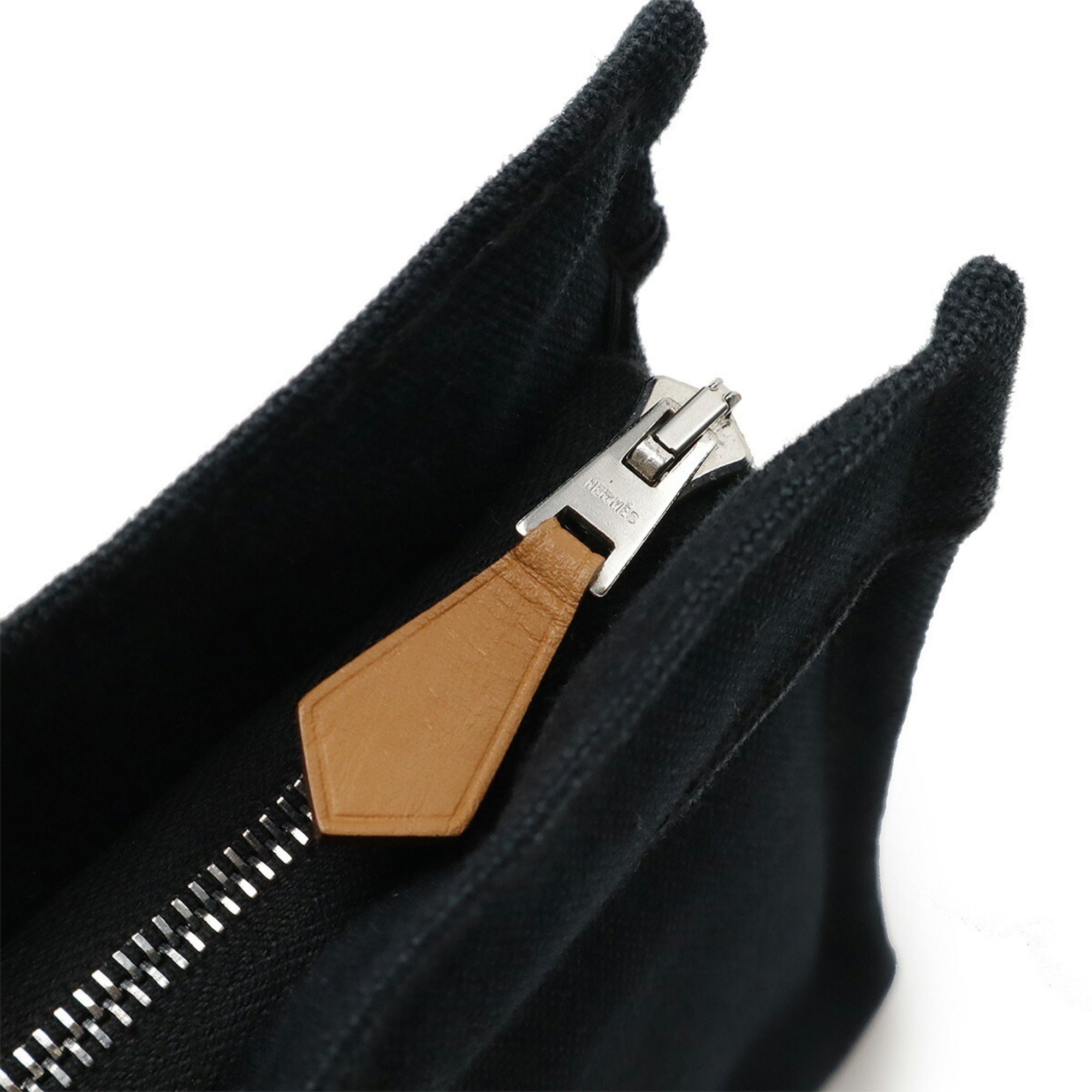 Hermes Deauville Black Canvas Leather Pouch (Pre-Owned)