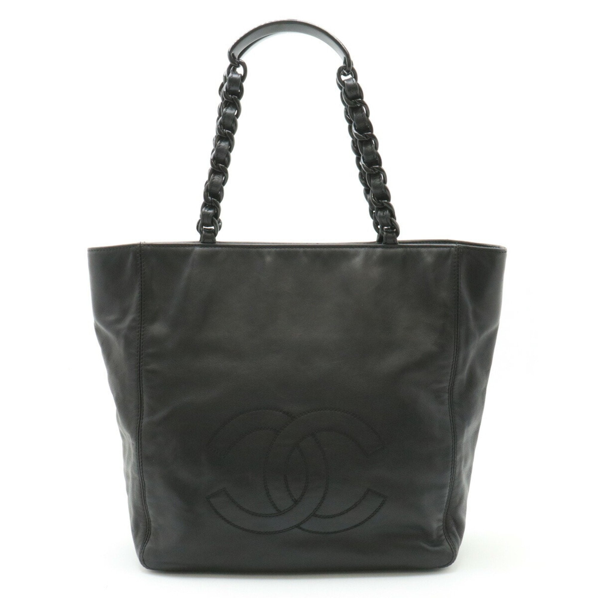 Chanel Black Plastic Leather Tote Bag (Pre-Owned)