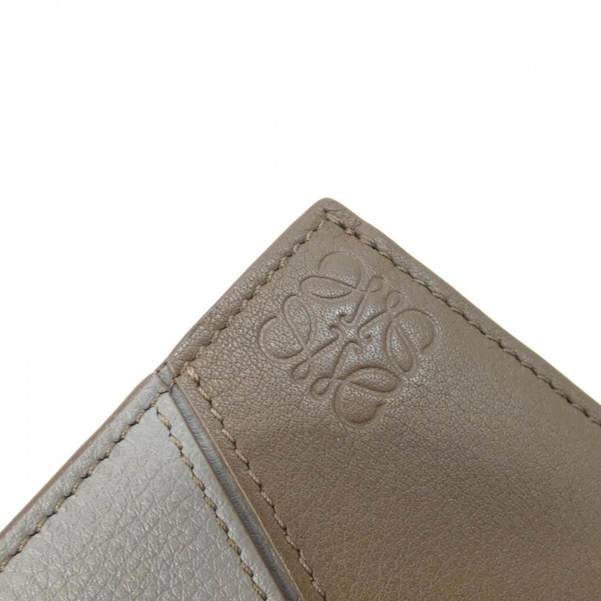Loewe Brown Gray Leather Wallet (Bi-Fold) (Pre-Owned)