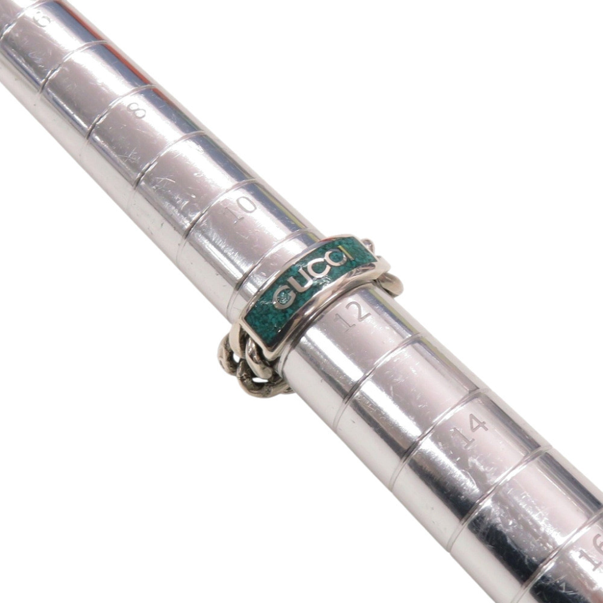 Gucci Silver Green Silver 925 Band Ring (Pre-Owned)