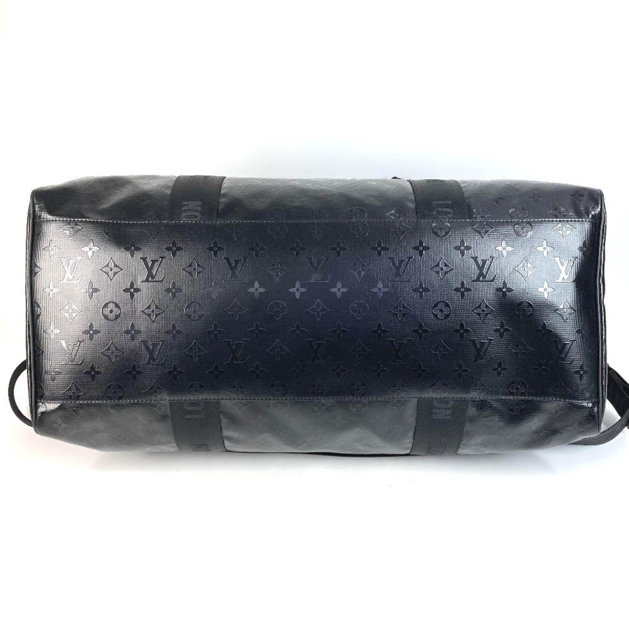 Louis Vuitton Black Leather Canvas Boston Bag Shoulder Bag (Pre-Owned)
