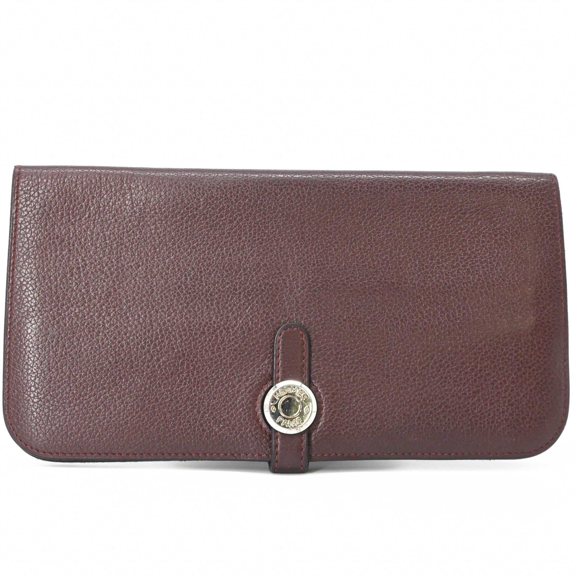 Hermes Dogon Brown Taurillon Clemence Leather Long Wallet (Bi-Fold) (Pre-Owned)