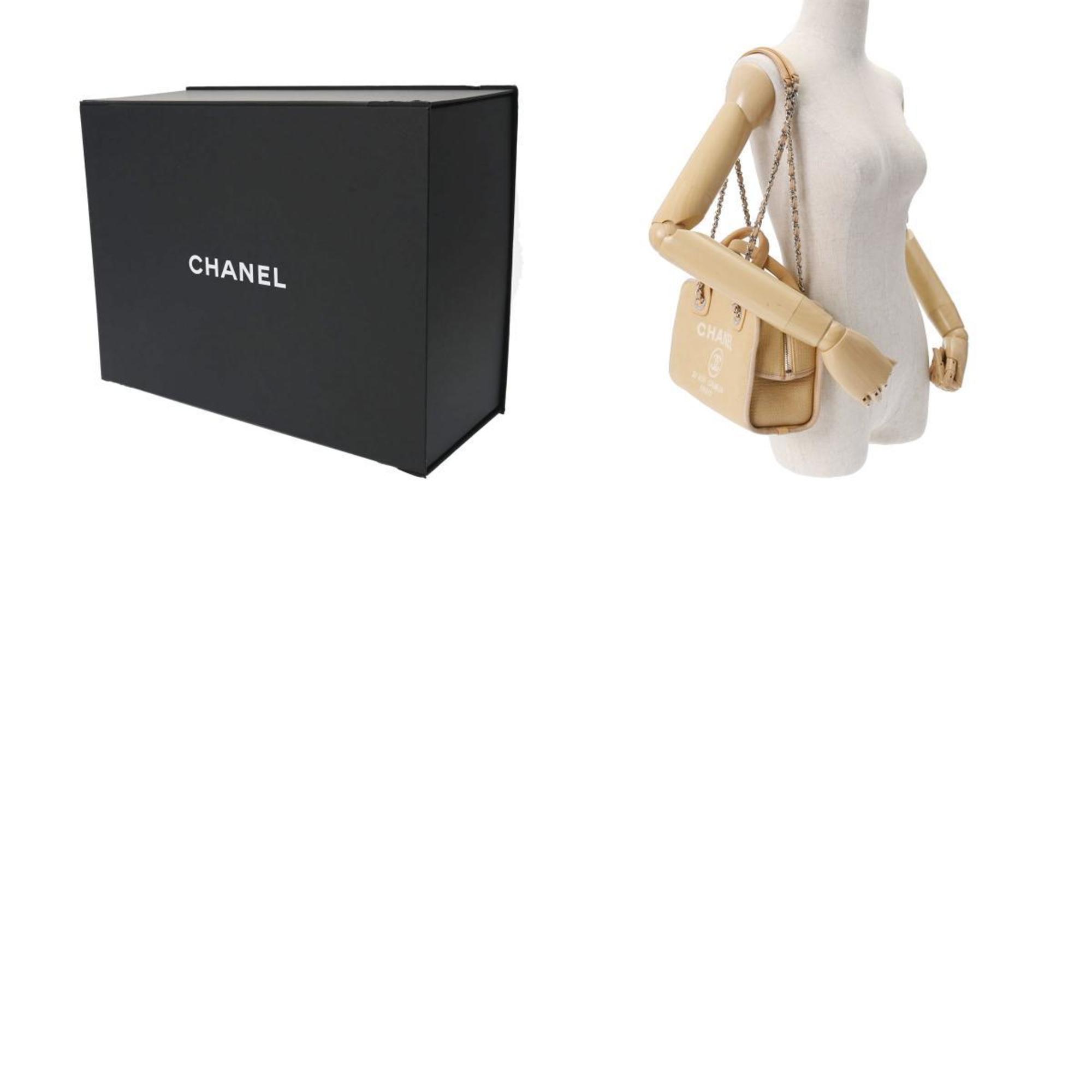 Chanel Beige Canvas Leather Tote Bag (Pre-Owned)