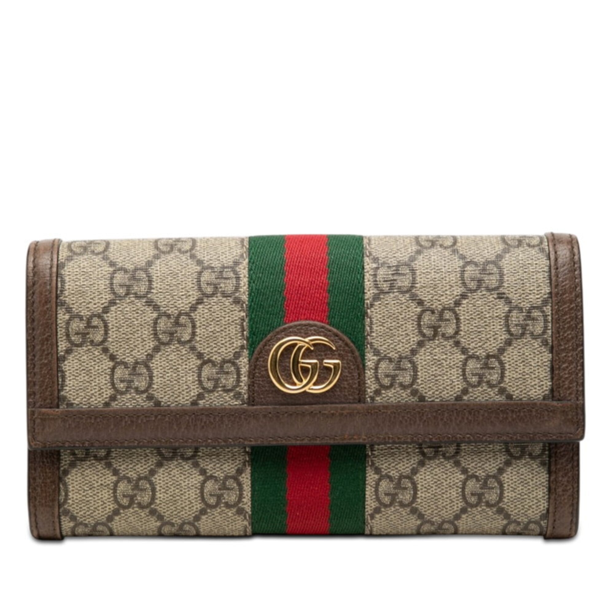 Gucci Beige Brown Pvc Long Wallet (Bi-Fold) (Pre-Owned)