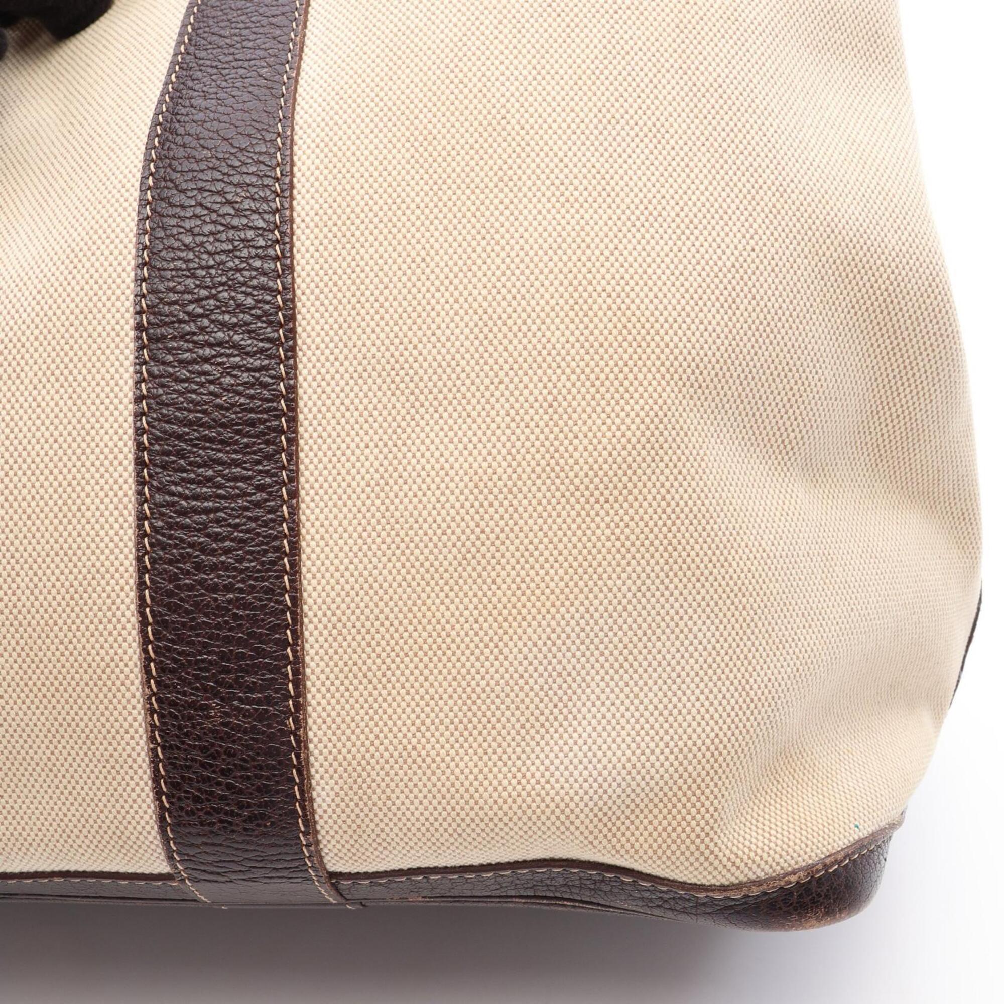 Hermes Beige Brown Toile H Buffalo Leather Handbag Tote Bag (Pre-Owned)