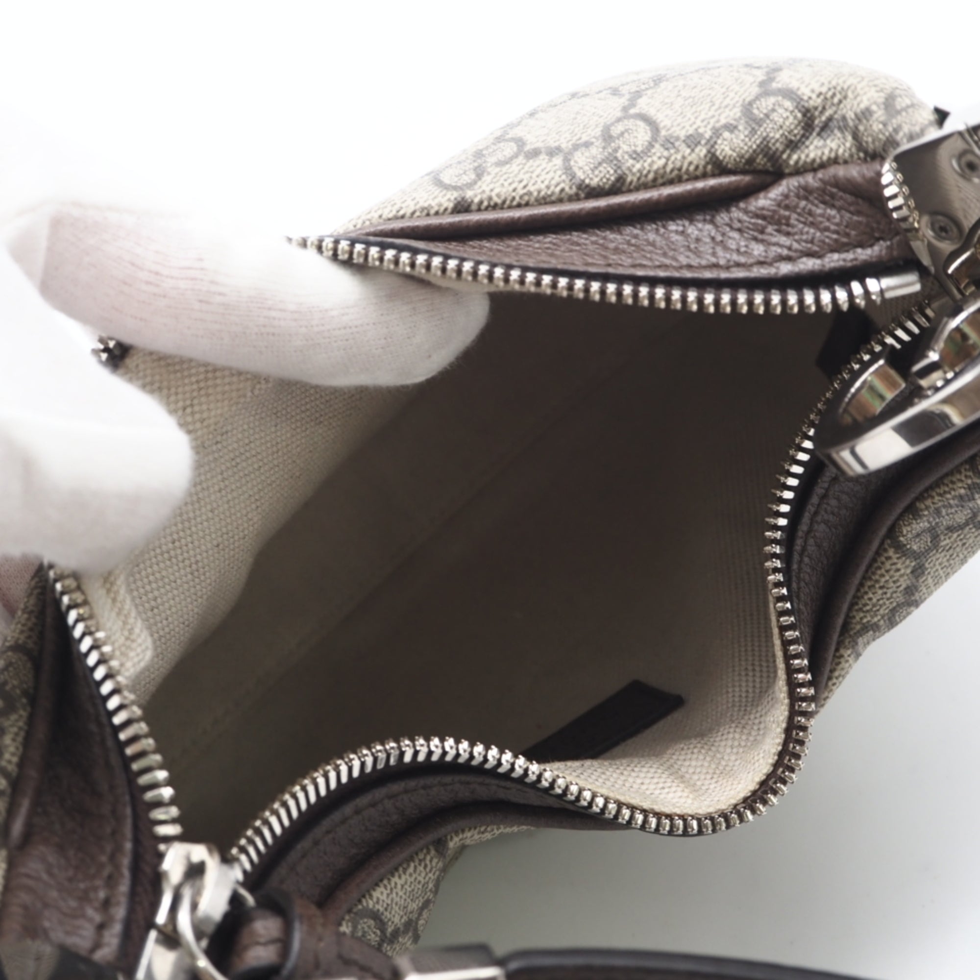 Gucci Beige Brown Coated Canvas Leather Handbag Shoulder Bag (Pre-Owned)