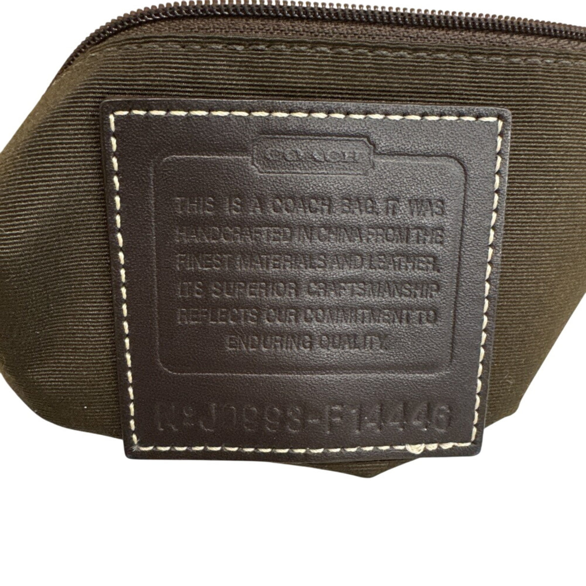 Coach Beige Gold Canvas Leather Shoulder Bag (Pre-Owned)