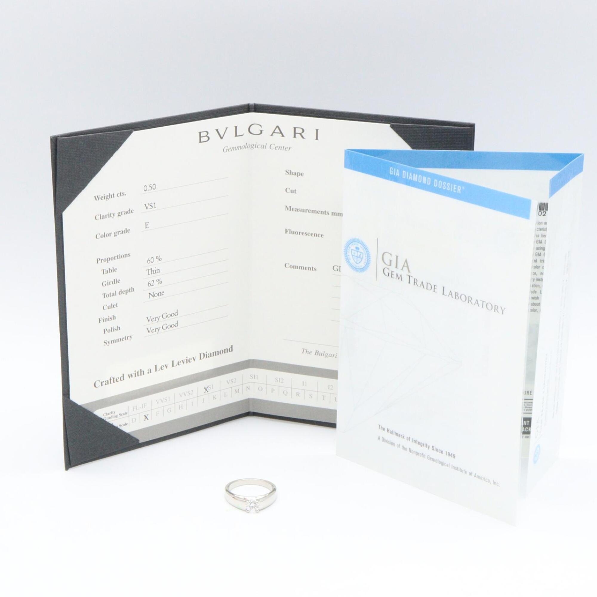 Bvlgari Silver Clear Platinum 950 Band Ring (Pre-Owned)