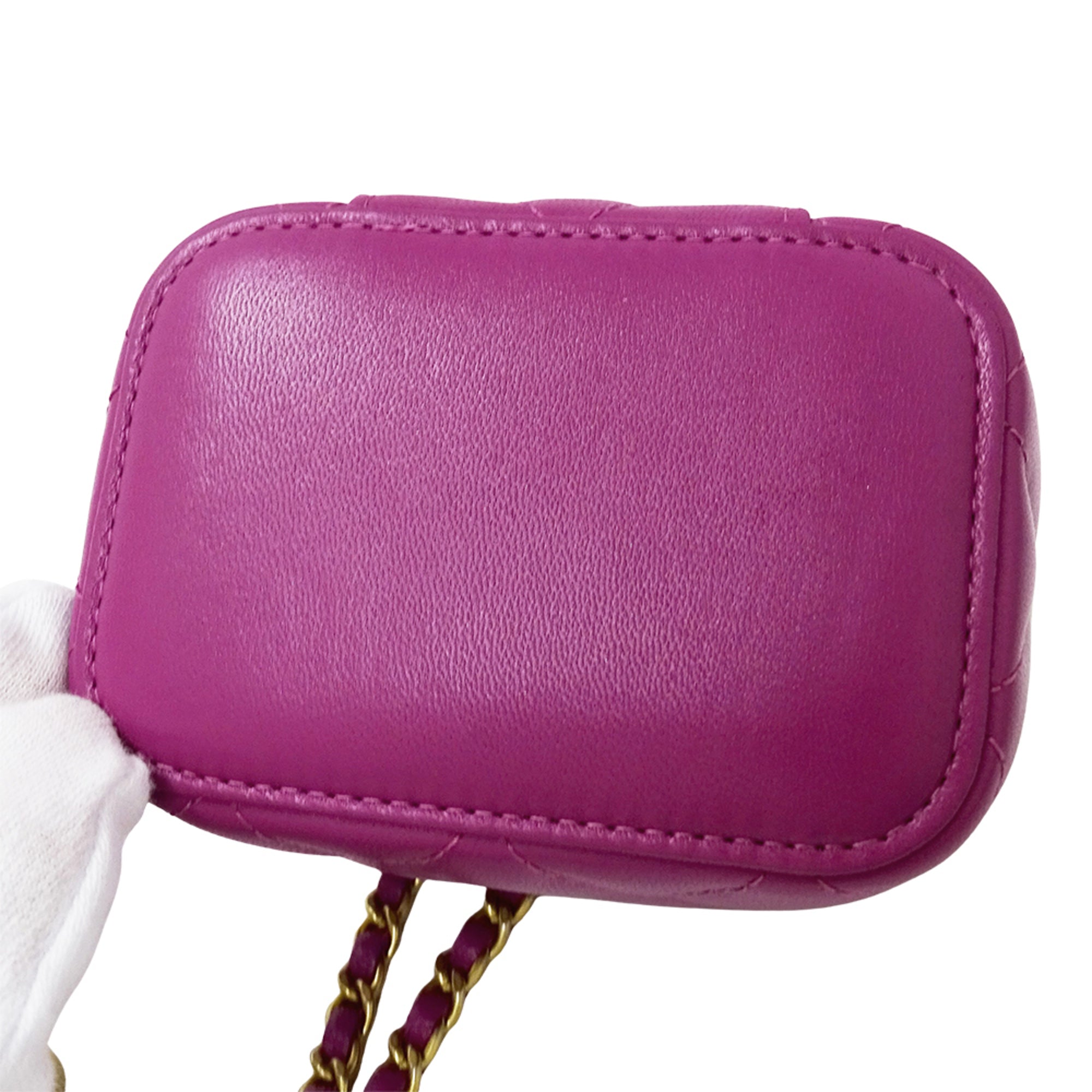 Chanel Purple Leather Handbag Shoulder Bag Vanity Bag (Pre-Owned)