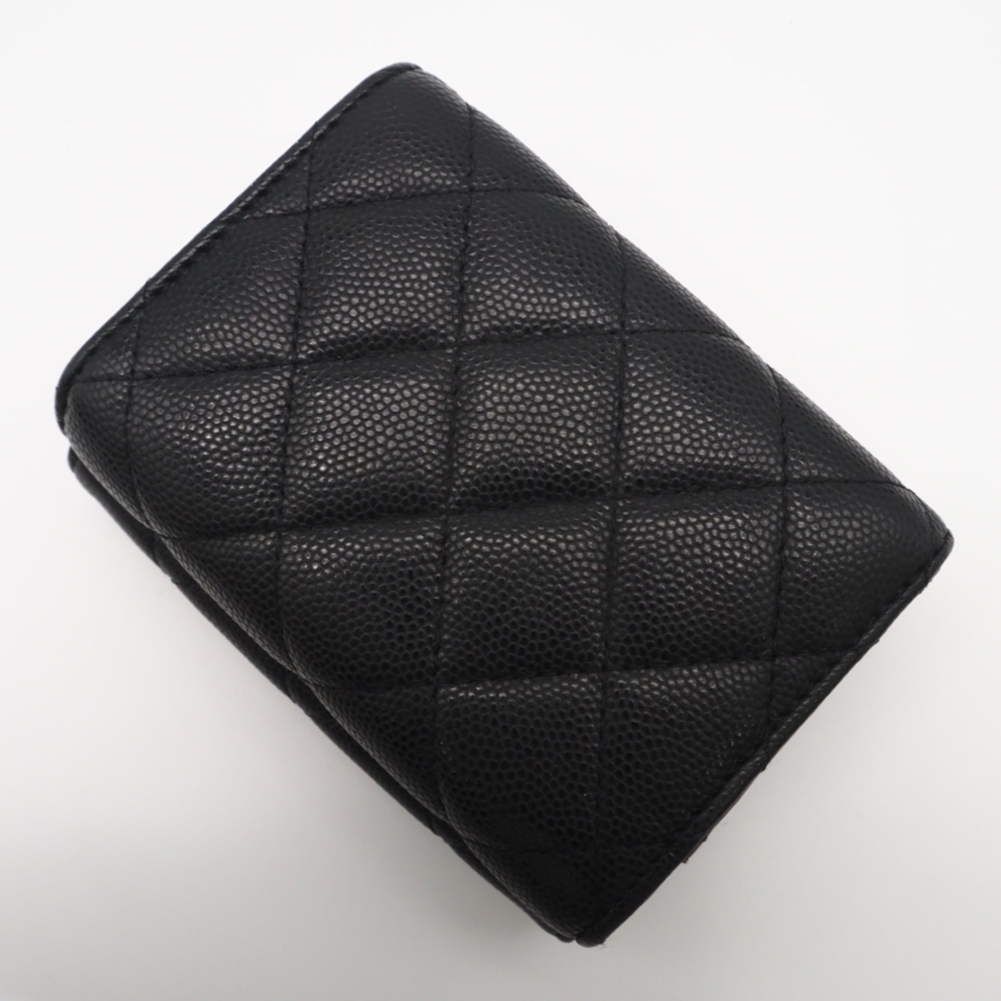 Chanel Black Grained Calfskin Wallet (Tri-Fold) (Pre-Owned)