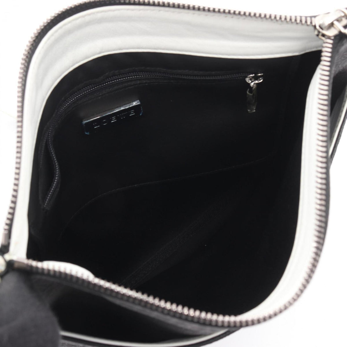 Loewe Black White Coated Canvas Leather Handbag Shoulder Bag (Pre-Owned)