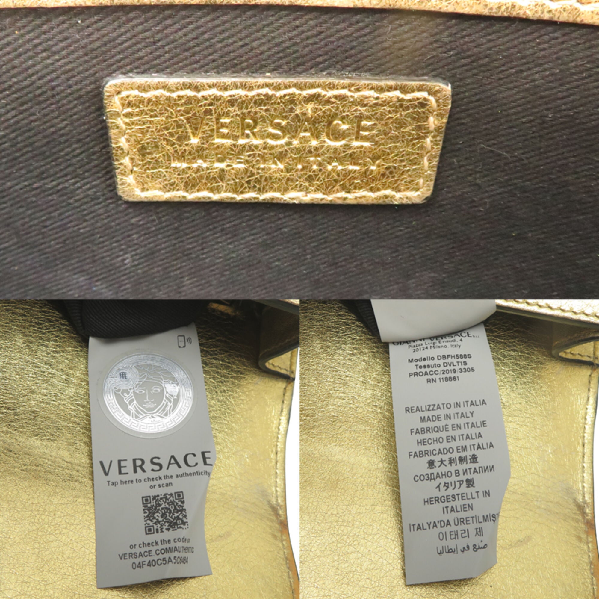 Versace Gold Leather Shoulder Bag (Pre-Owned)