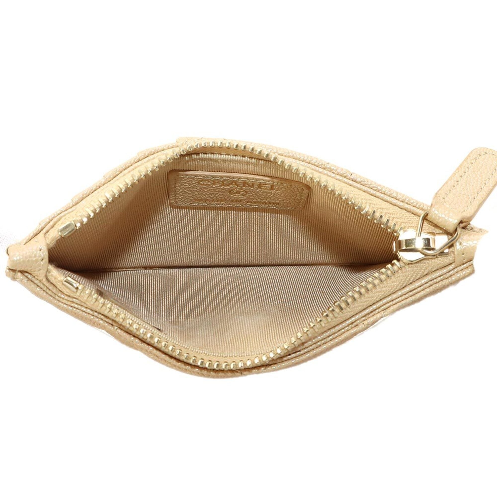 Chanel Beige Grained Calfskin Coin Purse/Coin Case (Pre-Owned)