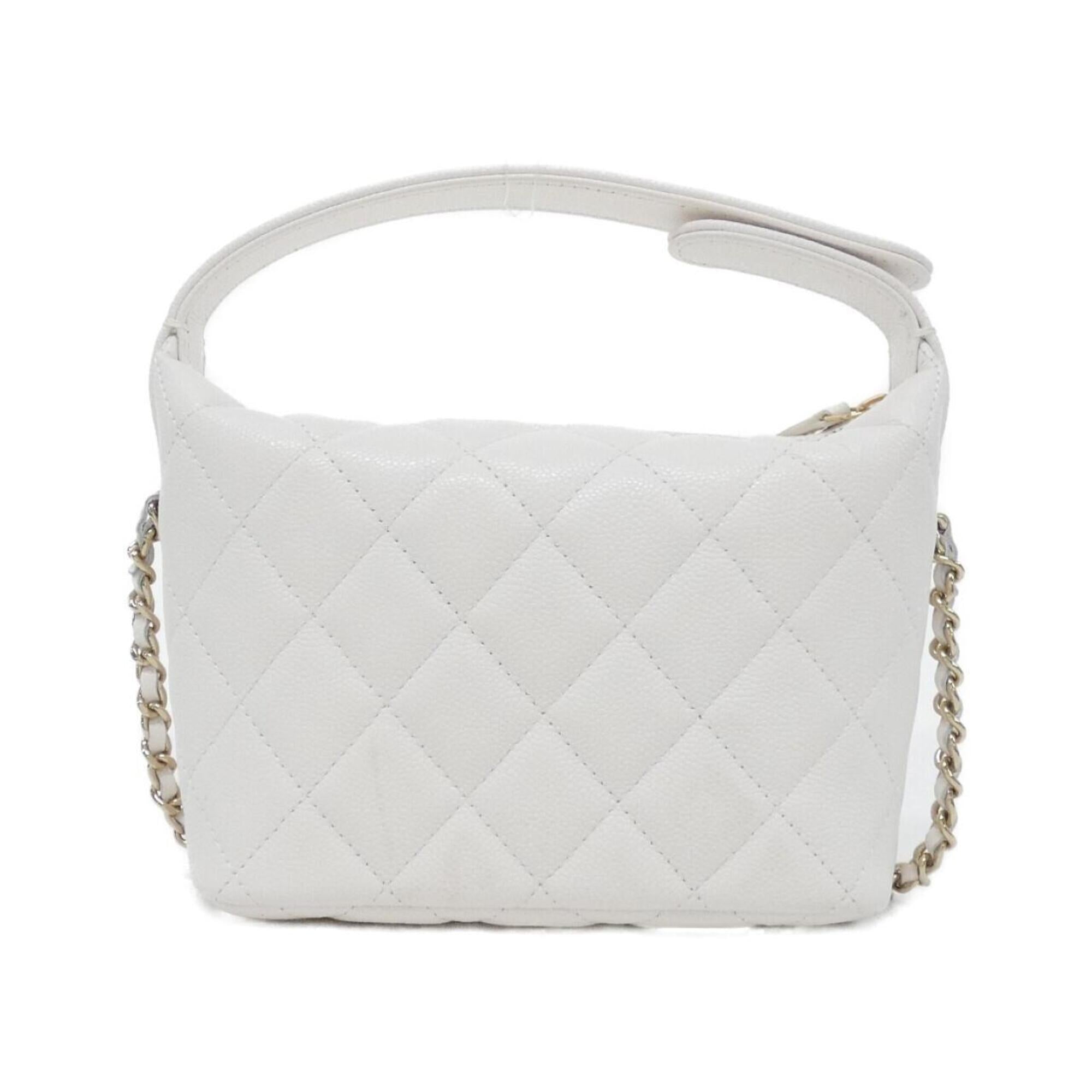 Chanel White Grained Calfskin Handbag (Pre-Owned)