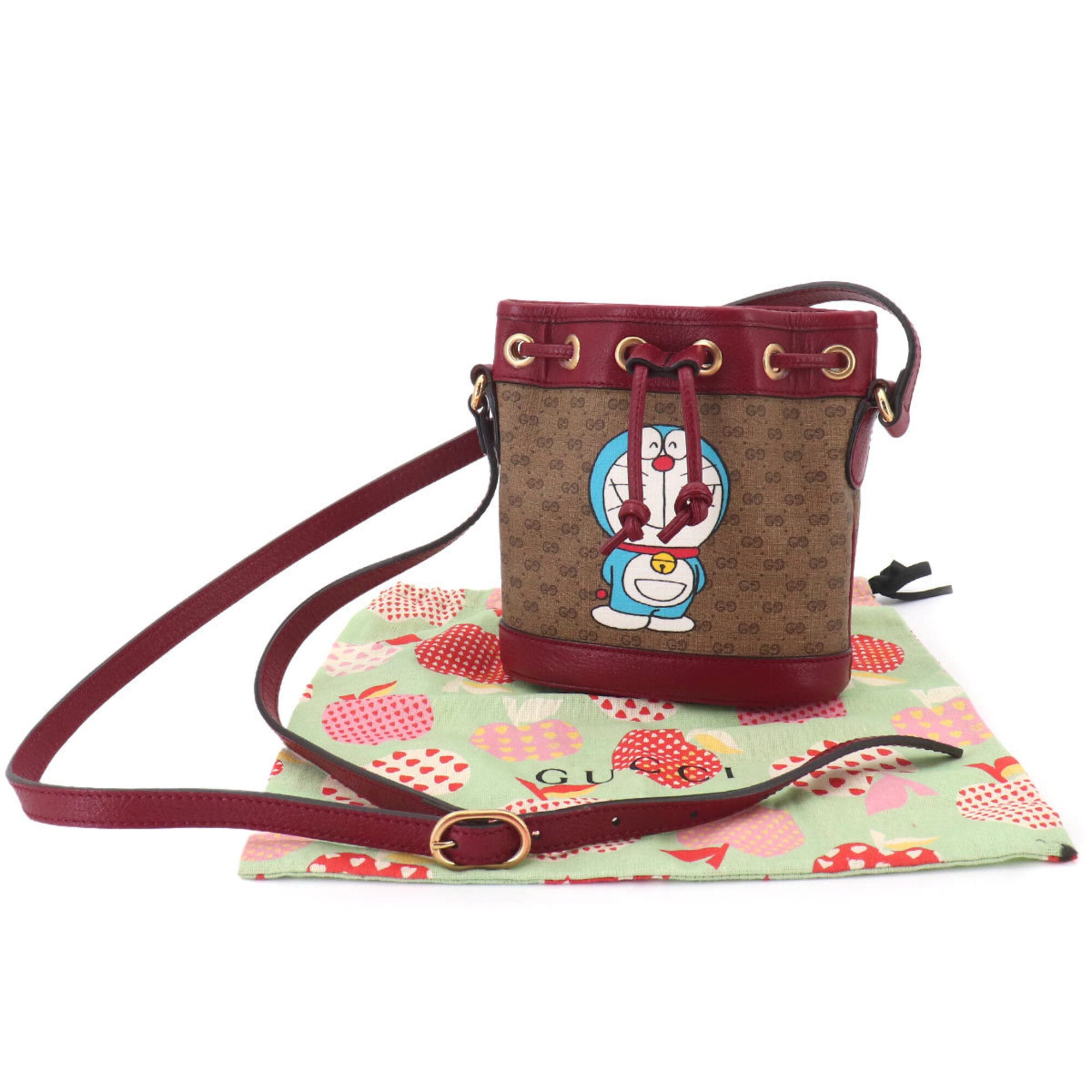 Gucci Brown Red Color Gg Supreme Leather Handbag Shoulder Bag (Pre-Owned)